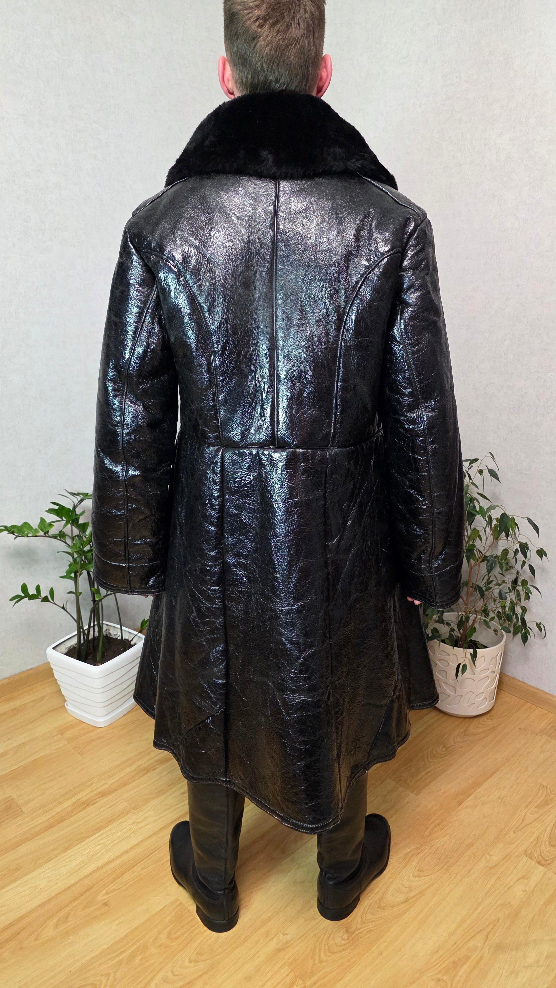 Soviet Black Bekesha Coat USSR Naval Sheepskin Winter Tulup Jacket - Legend Returns Vintage