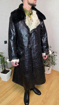 Soviet Black Bekesha Coat USSR Naval Sheepskin Winter Tulup Jacket - Legend Returns Vintage