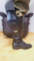 Soviet Chrome Leather Tall Boots with Metal Heel Plates