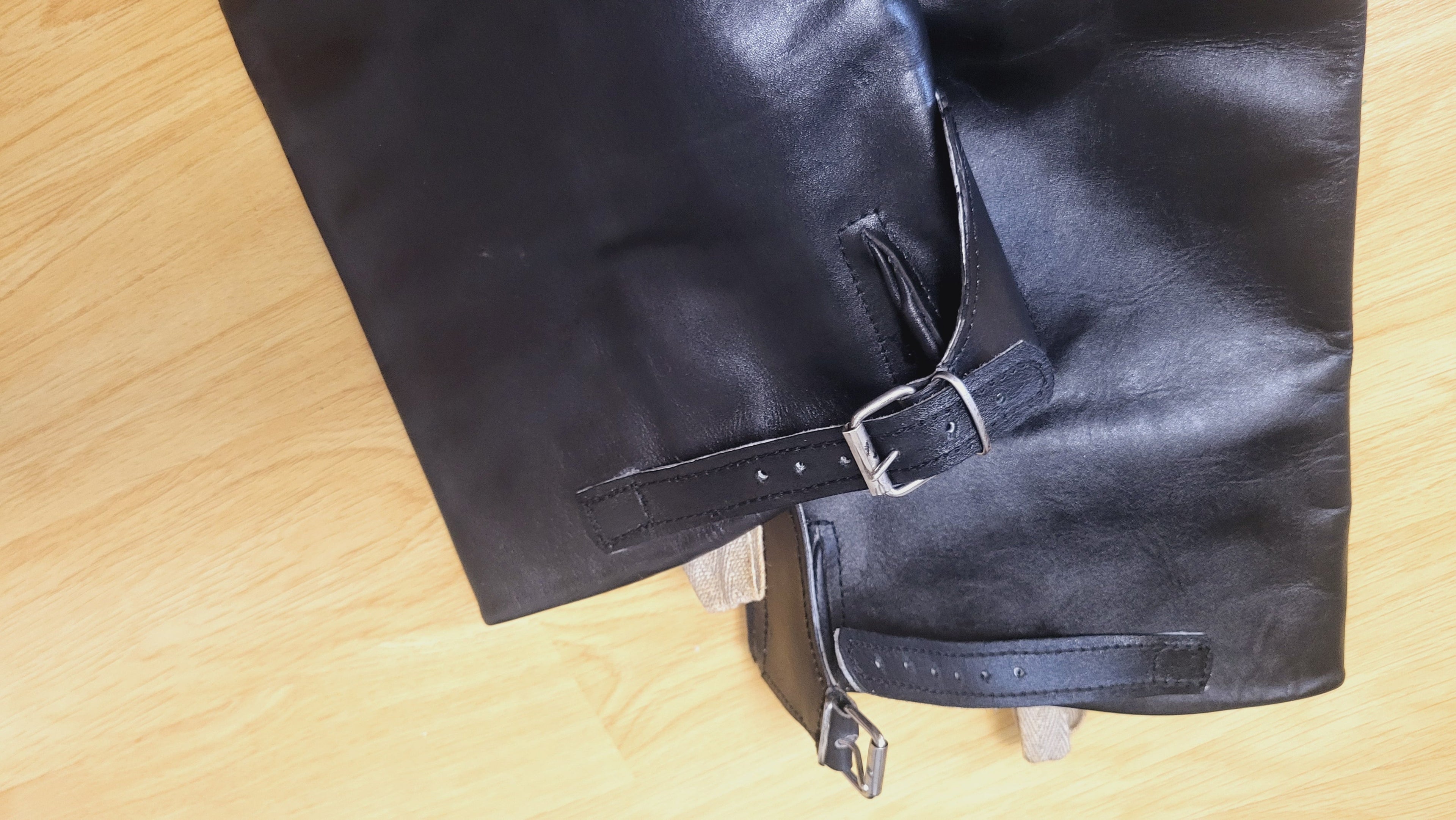 Original Soviet Chrome Leather Tall Boots with Side Buckle