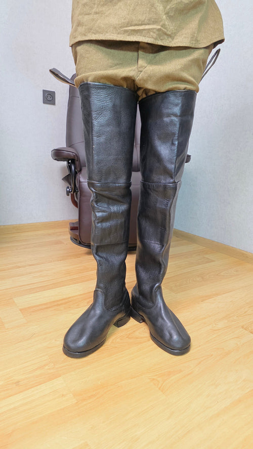 Soviet Hip Wader Leather Boots USSR Cavalry Fishing Tall Boots Vintage - Legend Returns Vintage