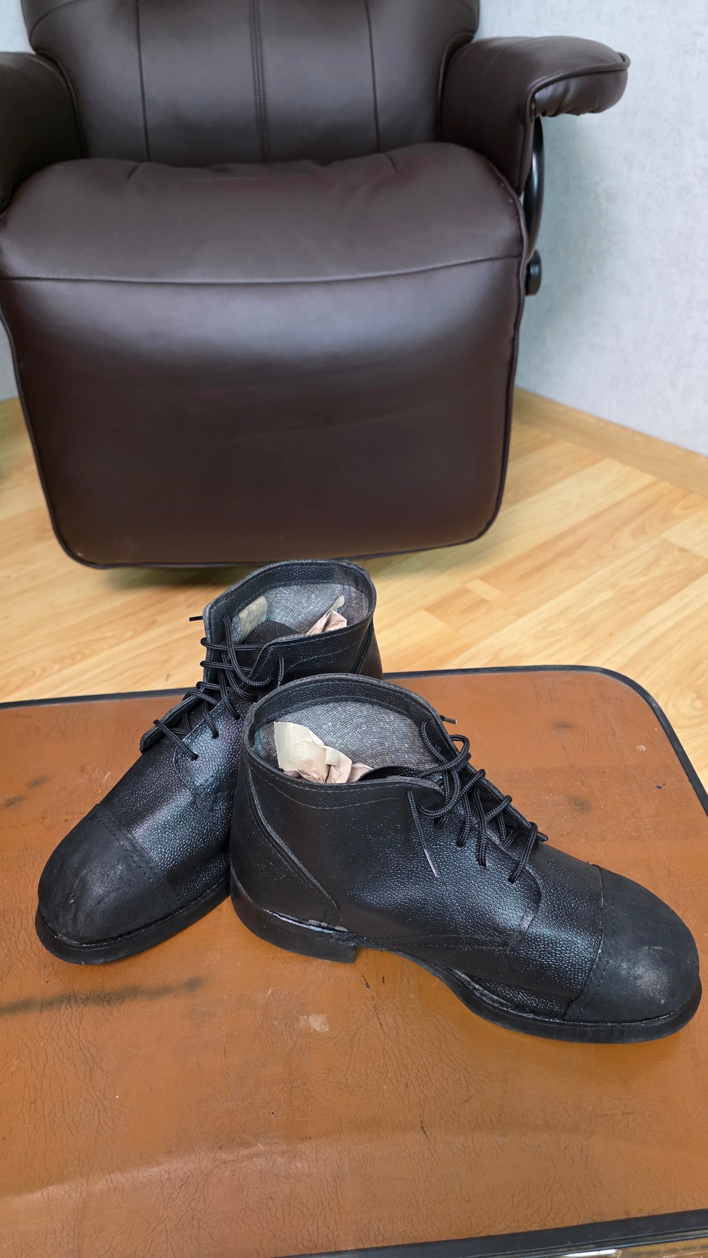 Soviet Kirza Work Boots Black Utility Footwear Vintage USSR