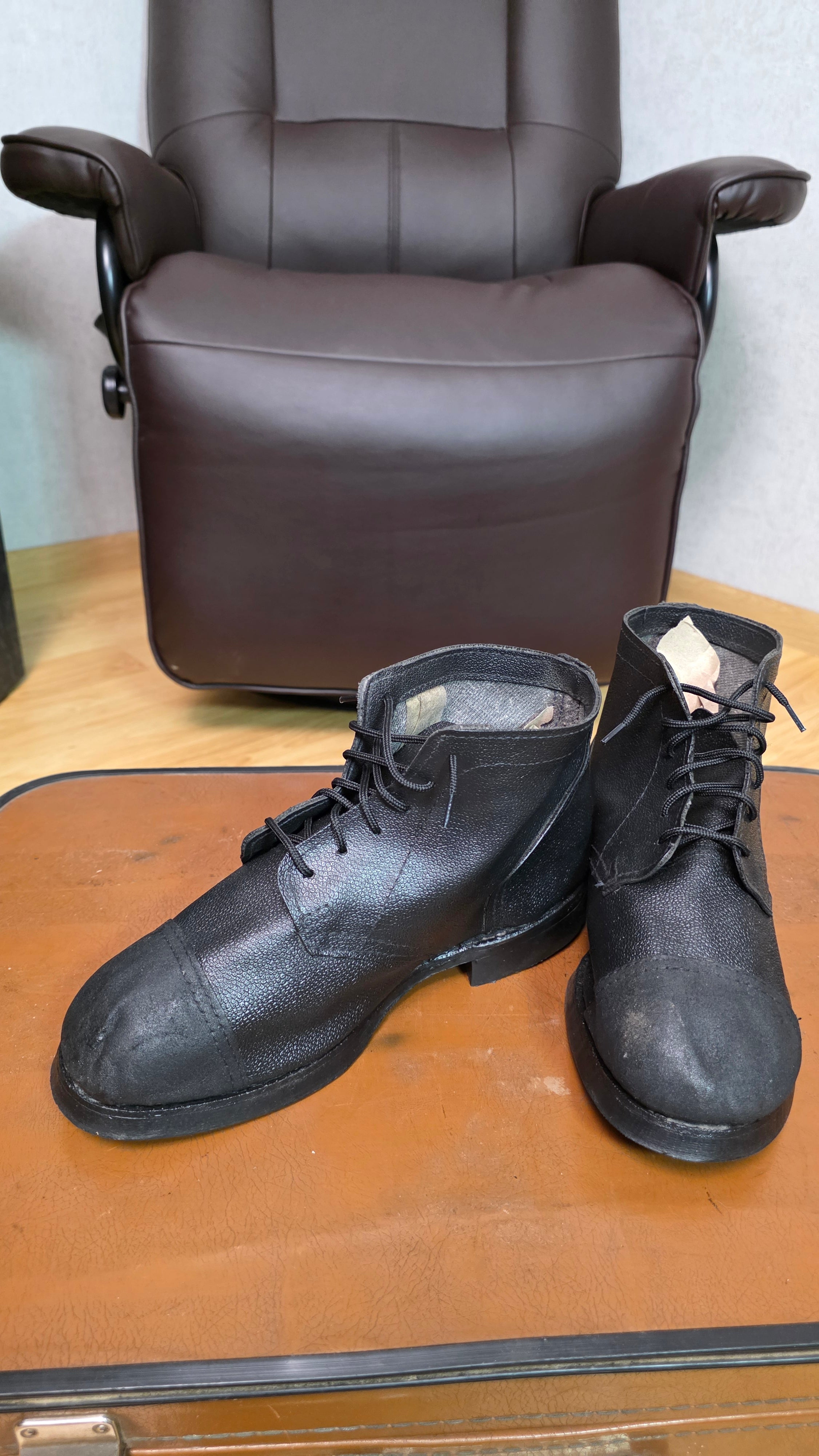 Soviet Kirza Work Boots Black Utility Footwear Vintage USSR