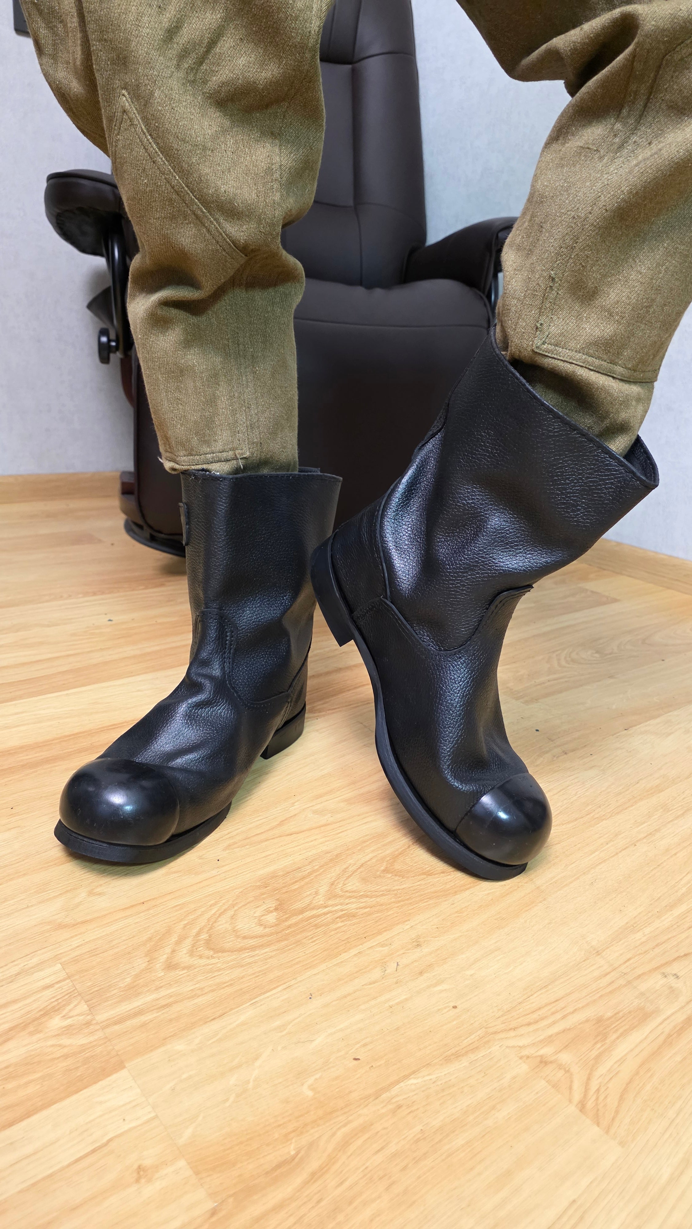 Soviet Kirza Work Boots USSR Industrial Leather Half Boots Vintage - Legend Returns Vintage