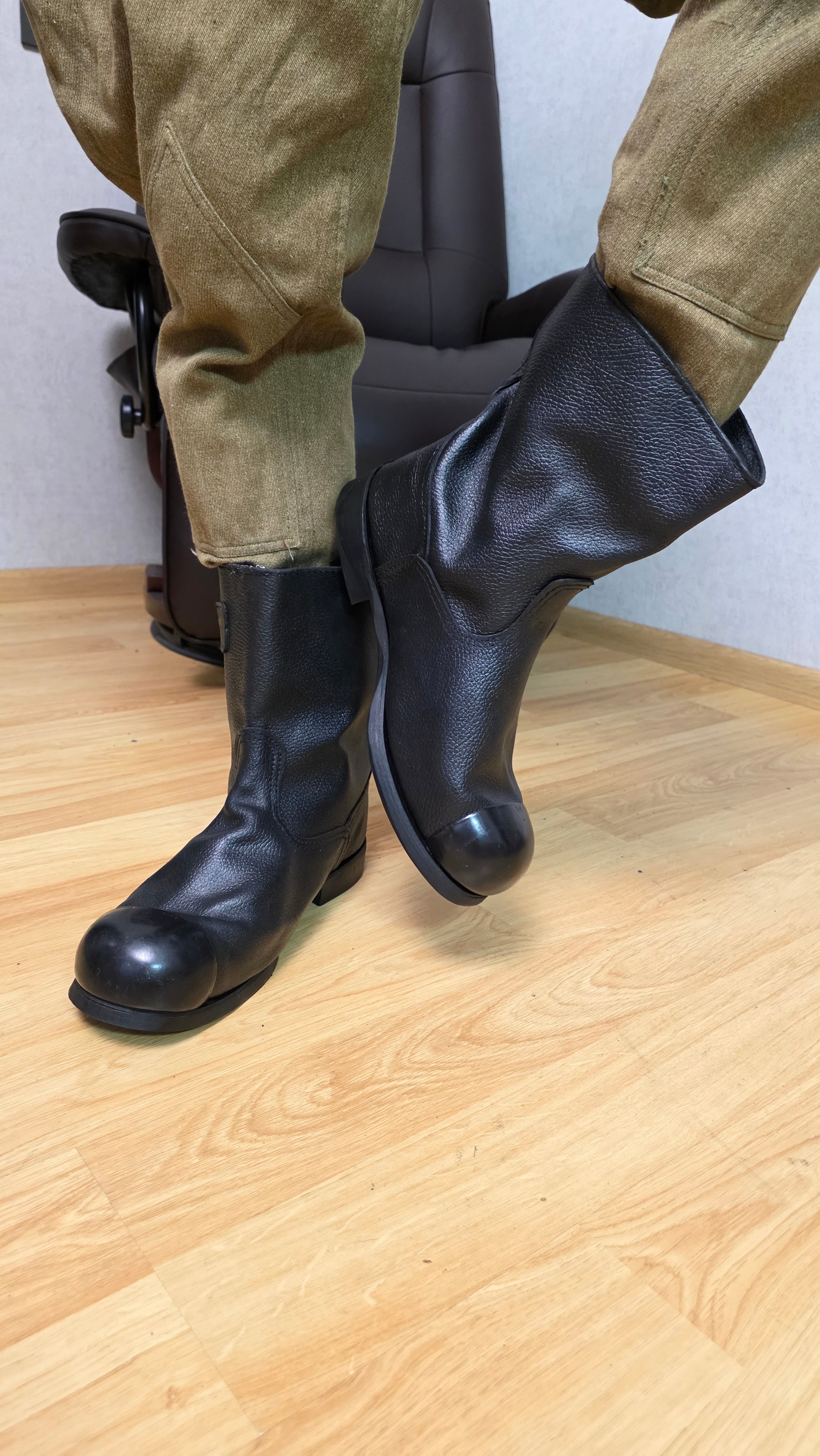 Soviet Kirza Work Boots USSR Industrial Leather Half Boots Vintage - Legend Returns Vintage