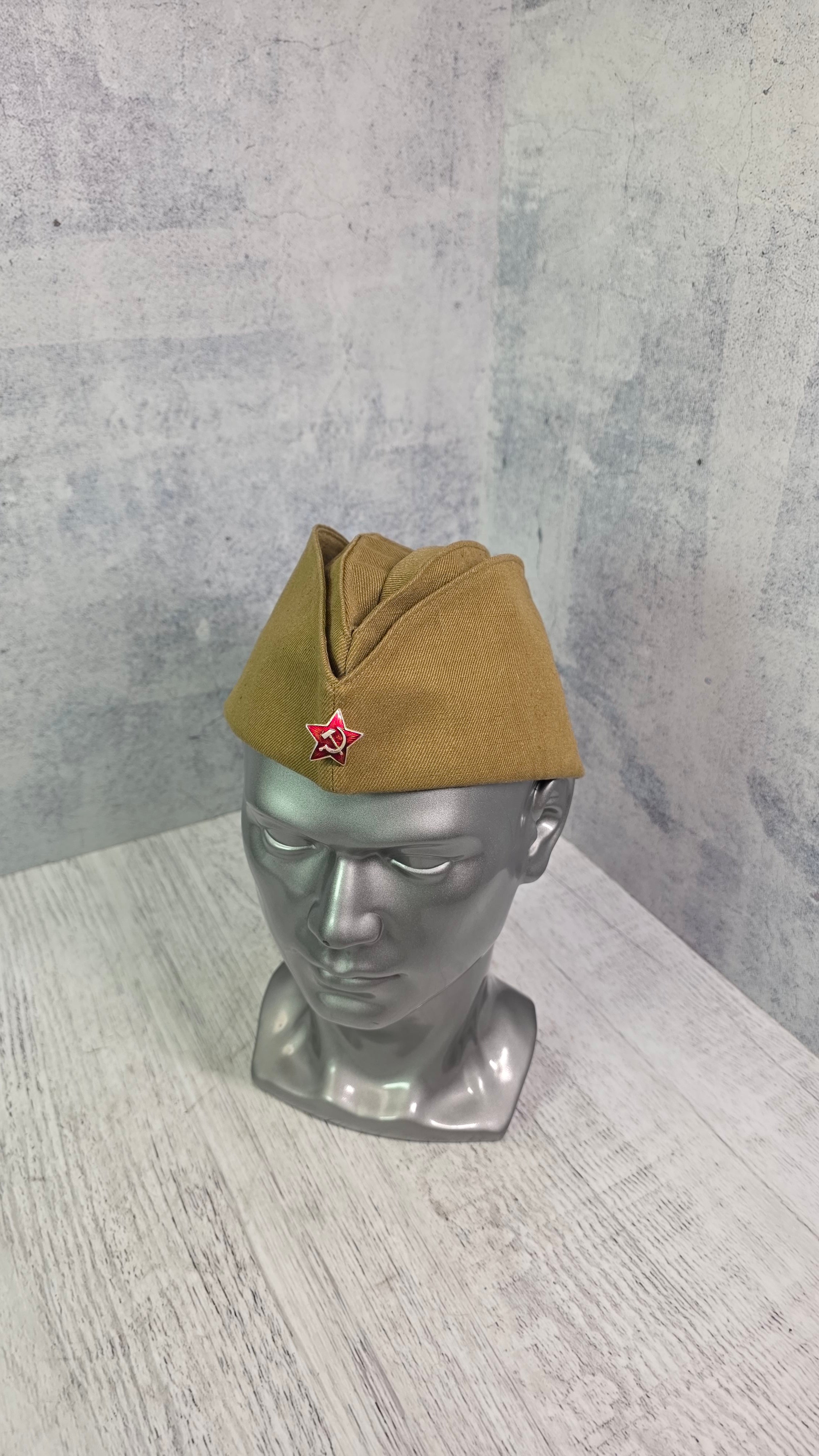 Soviet Pilotka Side Cap USSR Vintage Field Hat Red Star Collector Headwear