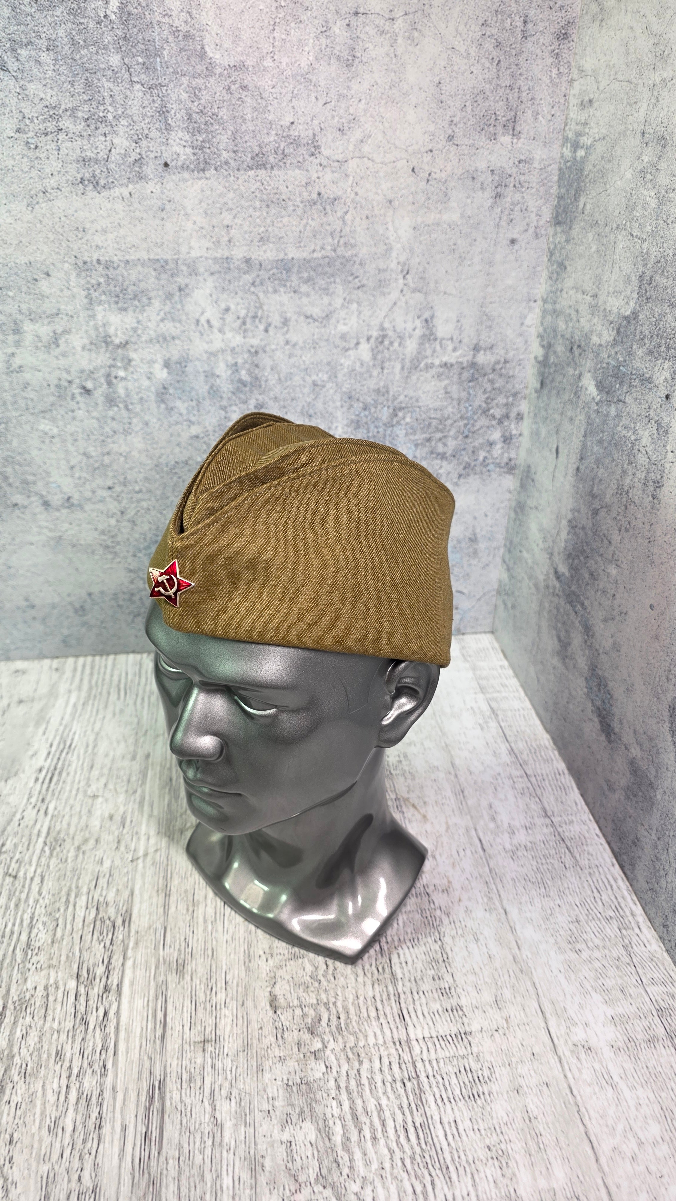 Soviet Pilotka Side Cap USSR Vintage Field Hat Red Star Collector Headwear