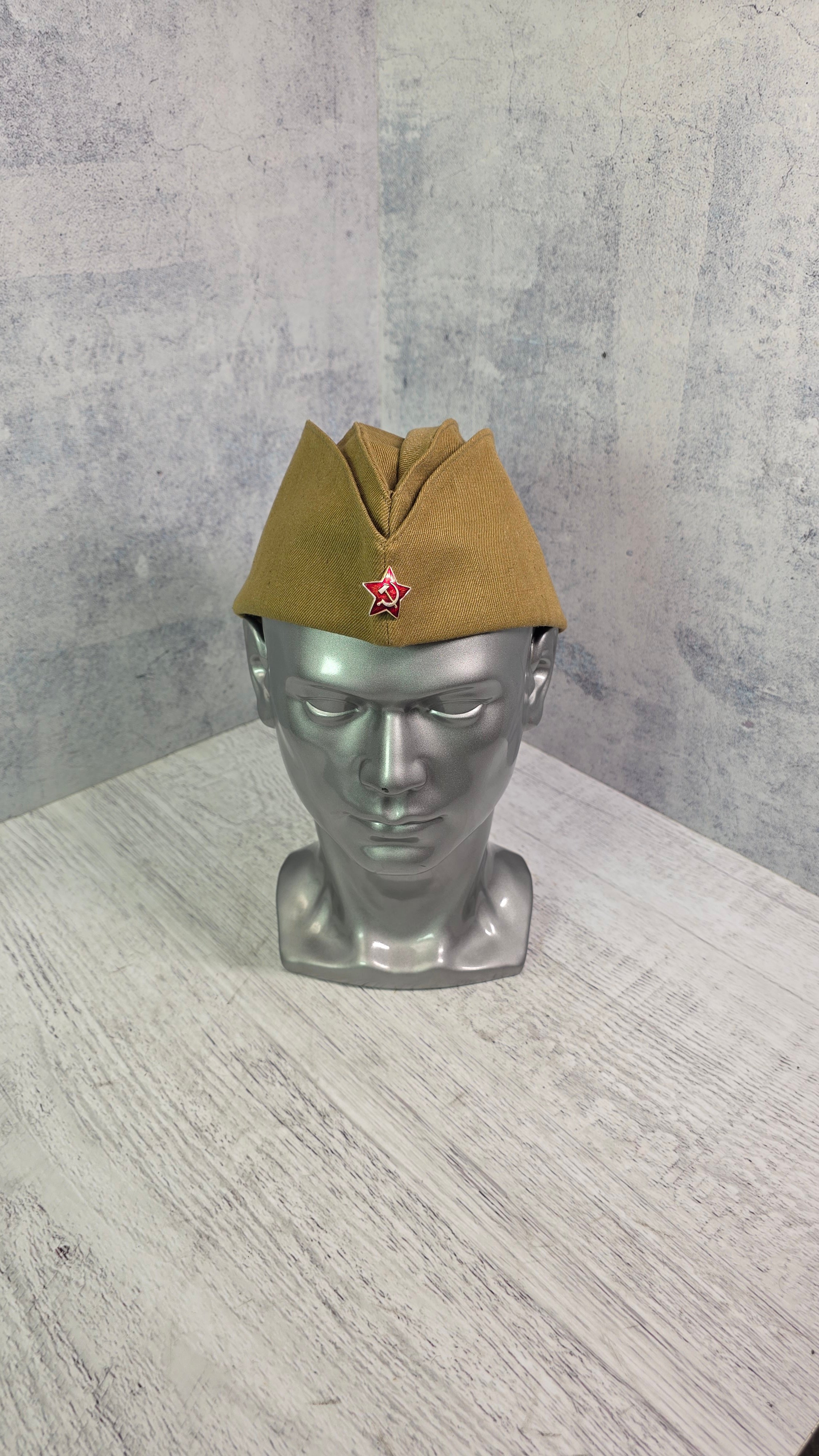 Soviet Pilotka Side Cap USSR Vintage Field Hat Red Star Collector Headwear