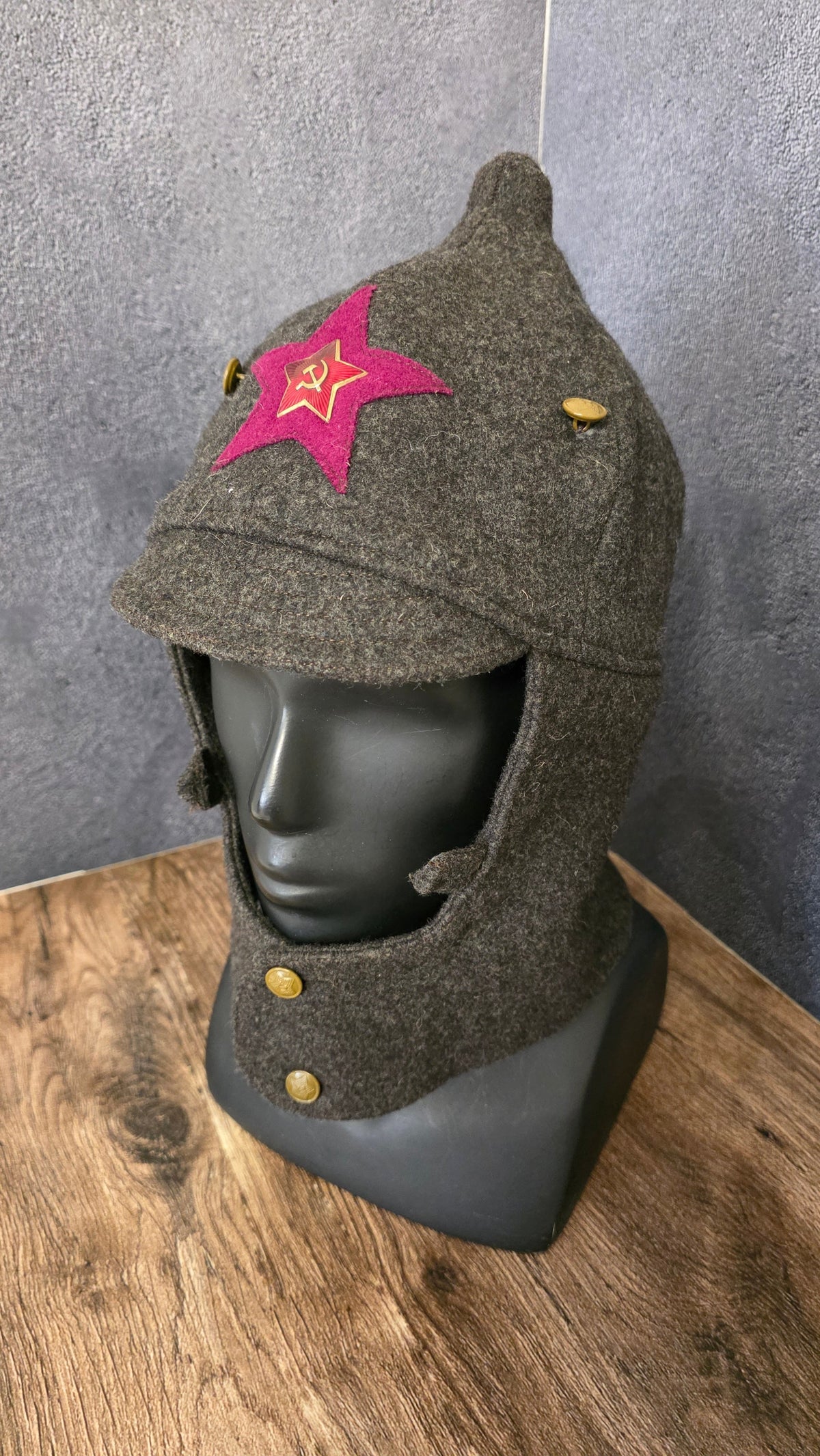 Early Soviet RKKA Budenovka Winter Hat 1927 Pattern Red Army Wool Helmet Cap