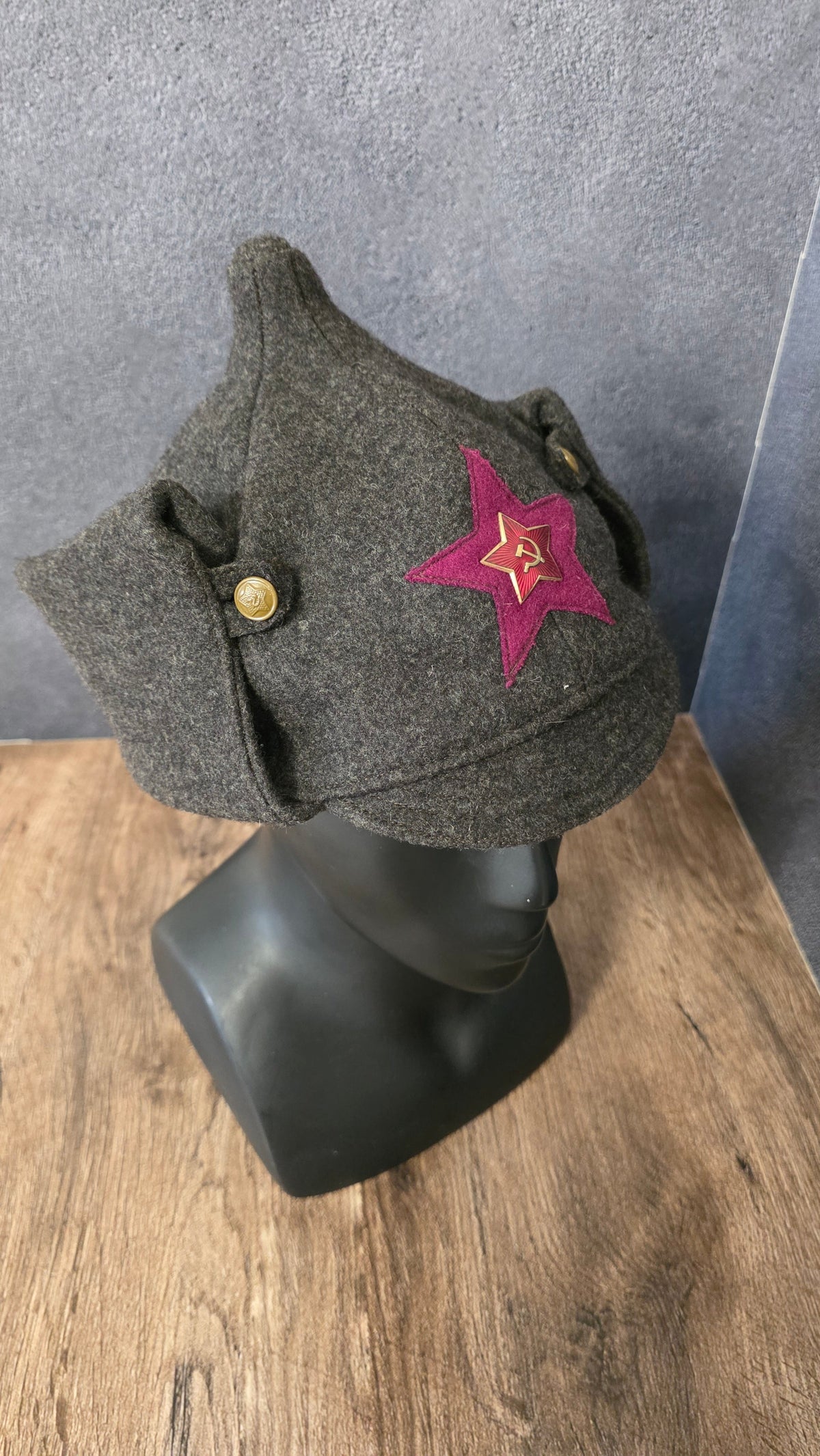 Early Soviet RKKA Budenovka Winter Hat 1927 Pattern Red Army Wool Helmet Cap