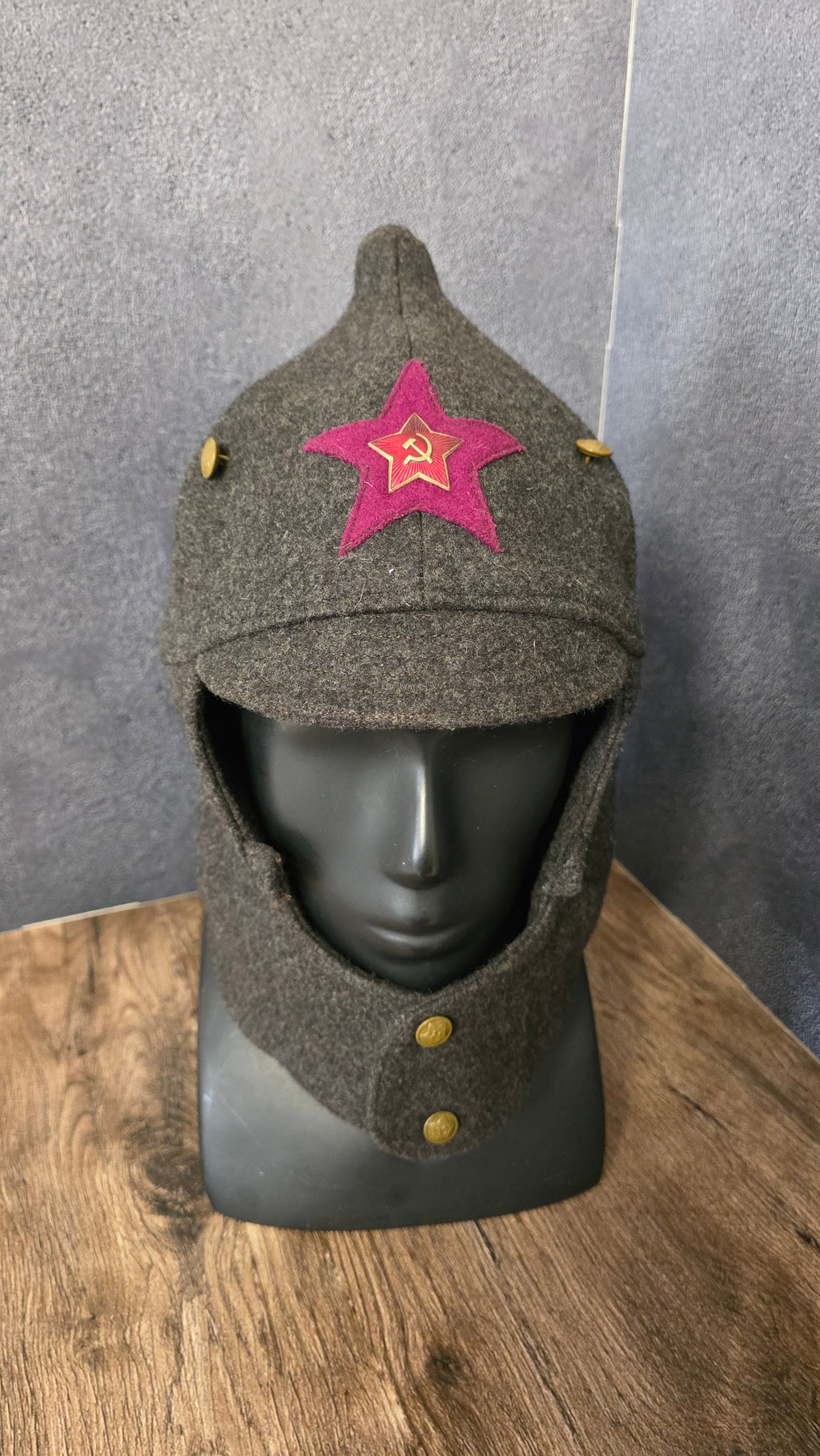Early Soviet RKKA Budenovka Winter Hat 1927 Pattern Red Army Wool Helmet Cap