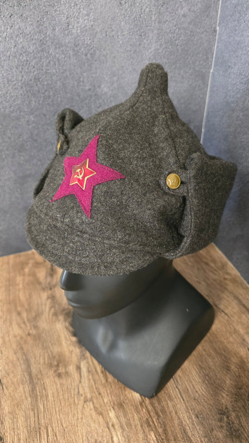 Early Soviet RKKA Budenovka Winter Hat 1927 Pattern Red Army Wool Helmet Cap