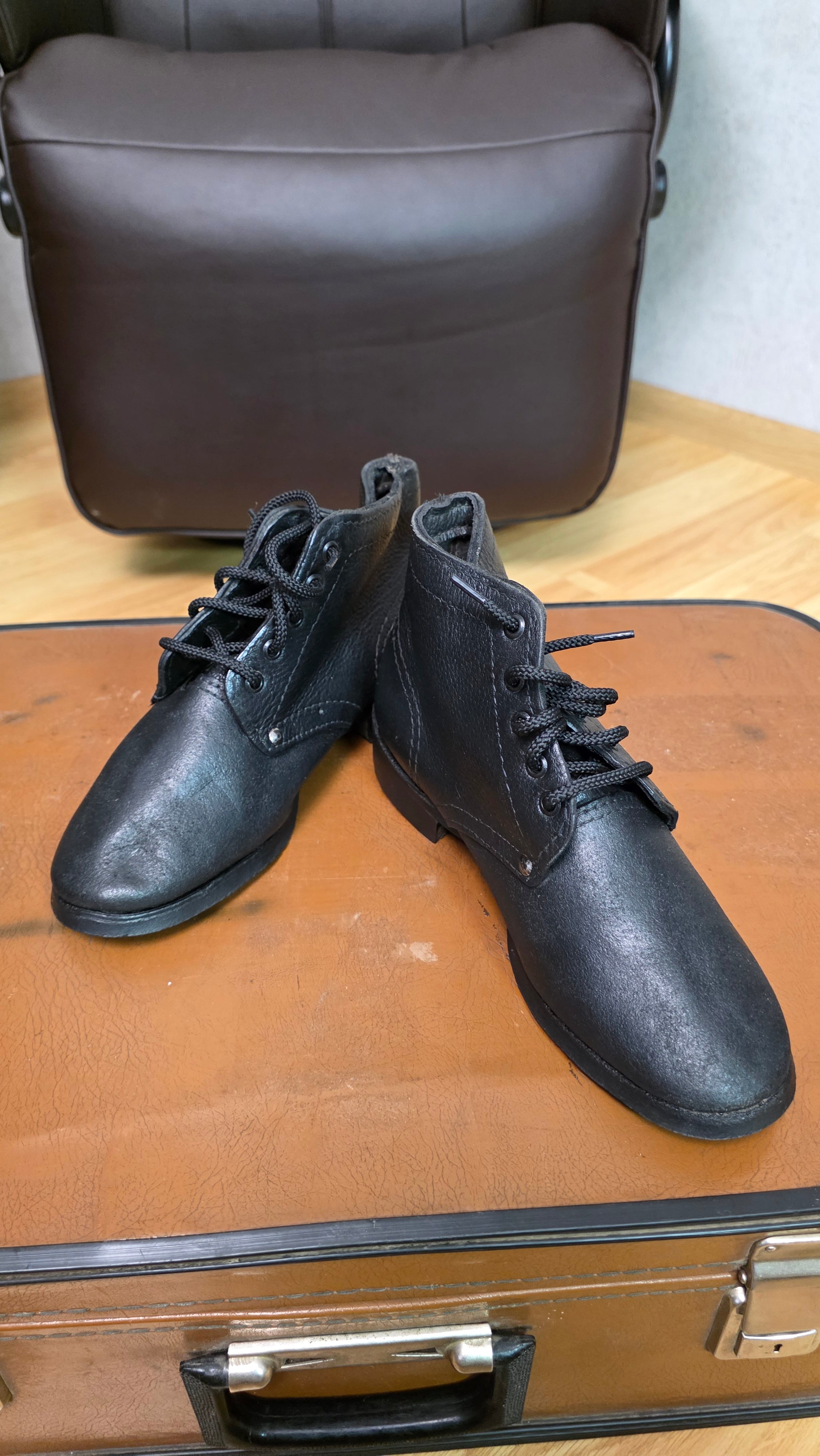 Soviet RKKA Leather Boots USSR Vintage Herringbone Sole Military Style Footwear