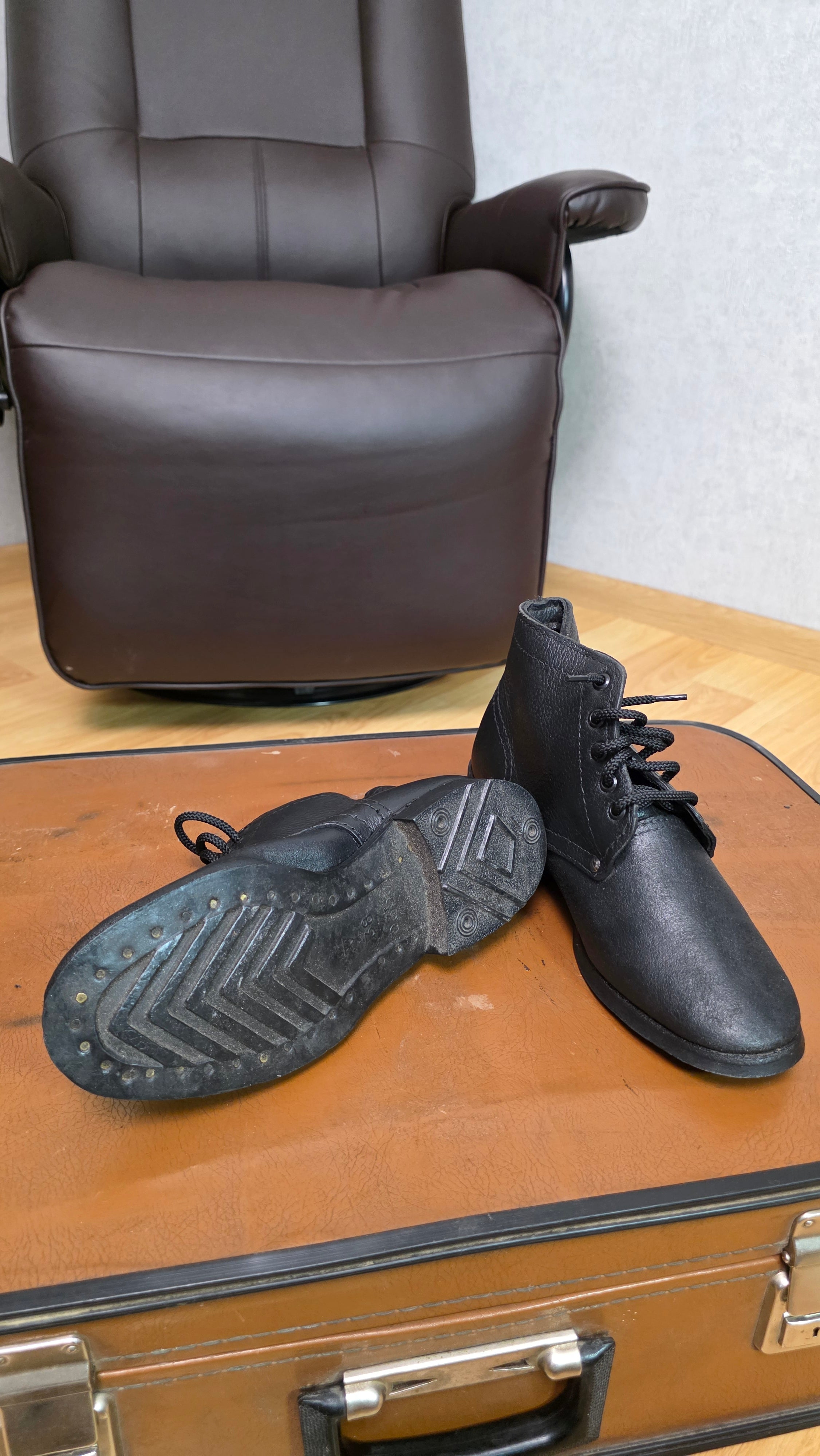 Soviet RKKA Leather Boots USSR Vintage Herringbone Sole Military Style Footwear