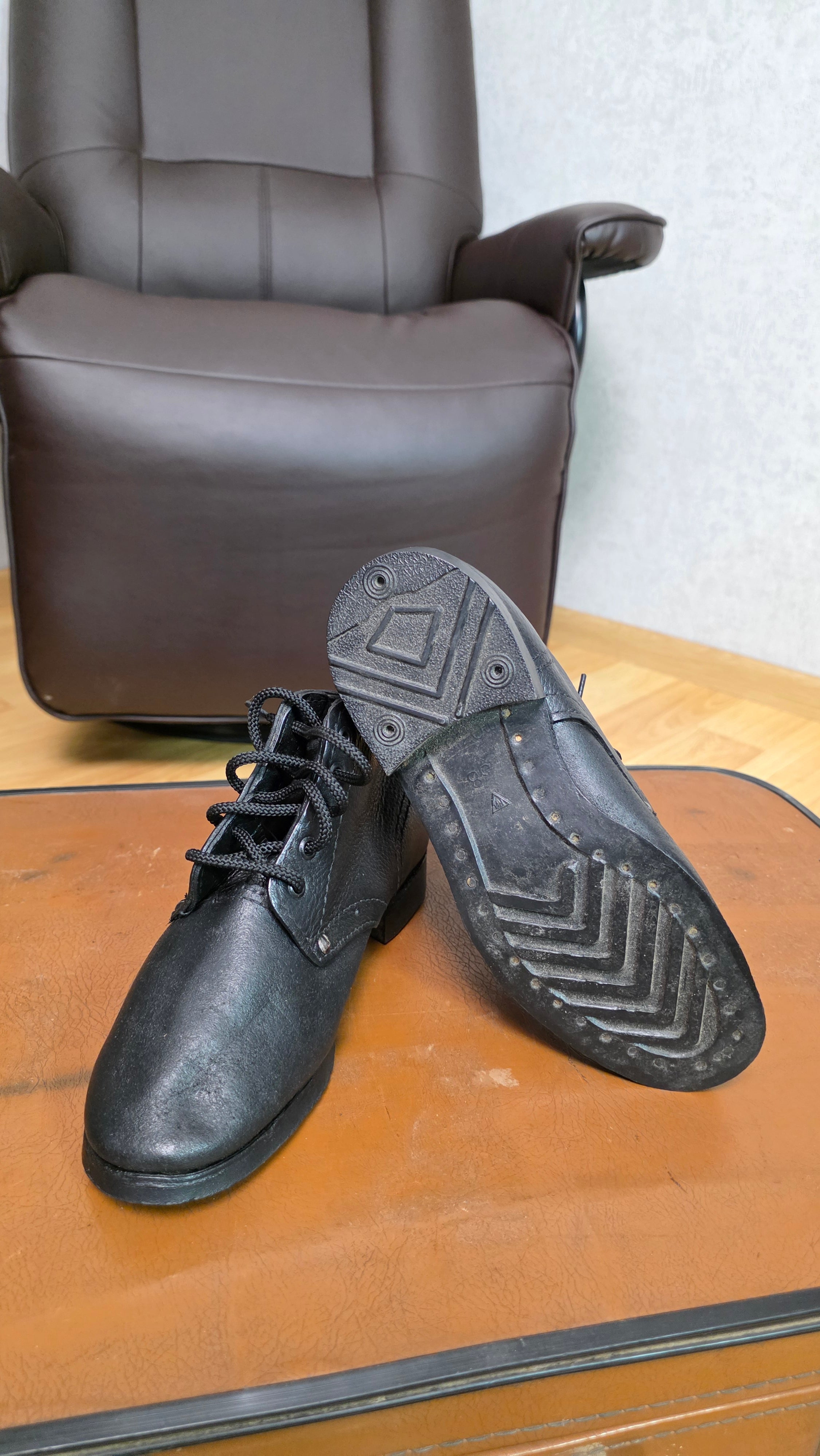 Soviet RKKA Leather Boots USSR Vintage Herringbone Sole Military Style Footwear