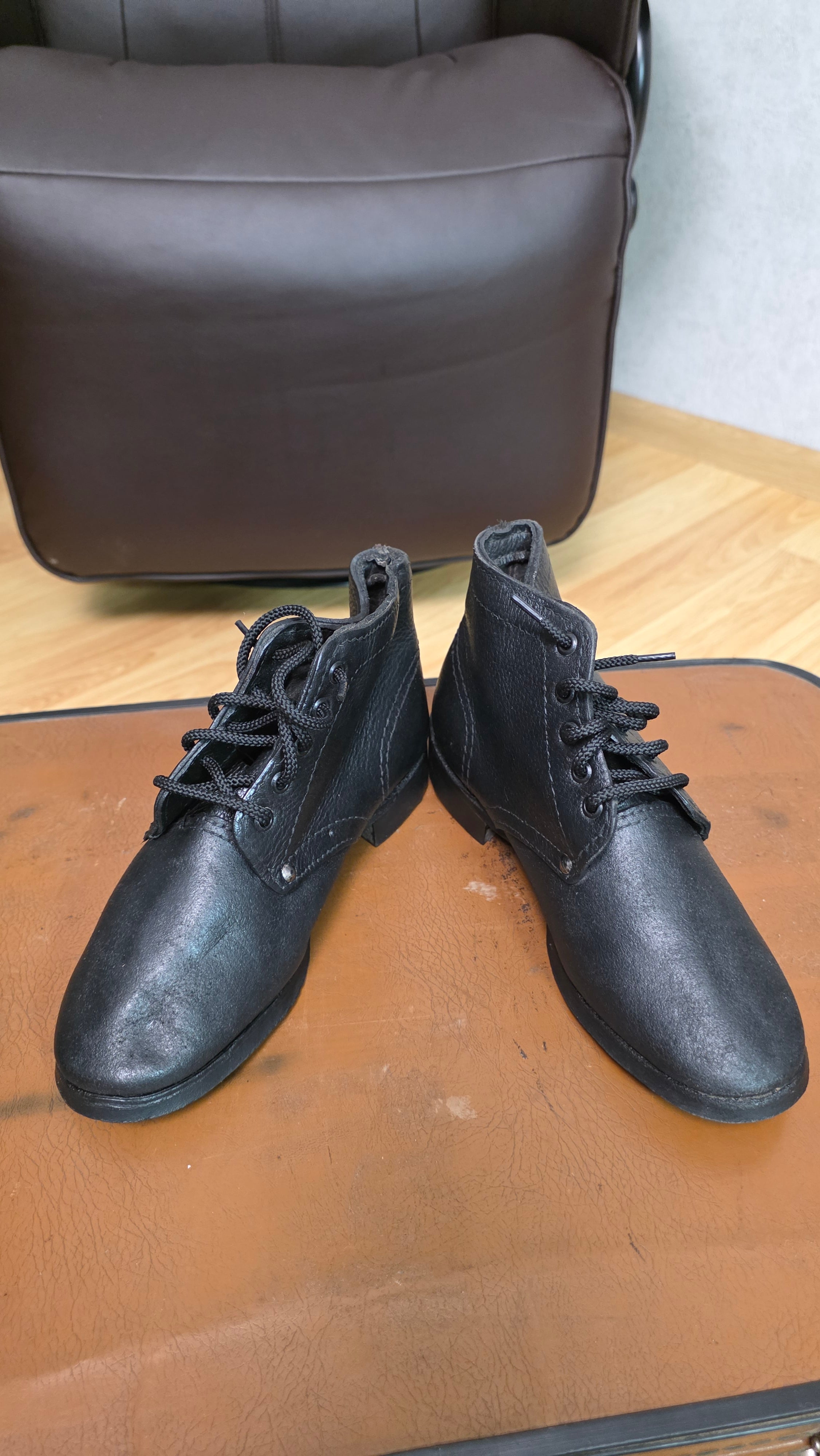 Soviet RKKA Leather Boots USSR Vintage Herringbone Sole Military Style Footwear