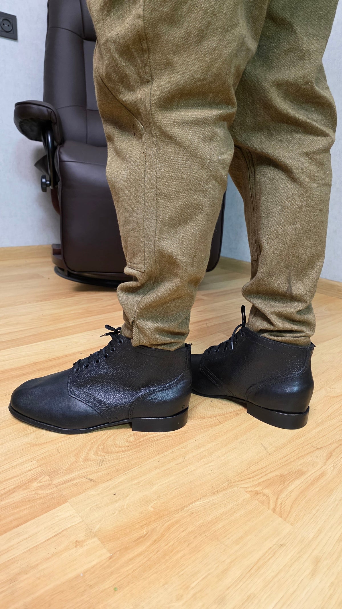 Soviet RKKA Leather Sole Boots USSR Officer Style Military Footwear - Legend Returns Vintage