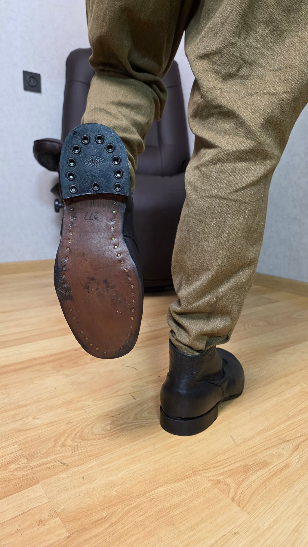 Soviet RKKA Leather Sole Boots USSR Officer Style Military Footwear - Legend Returns Vintage