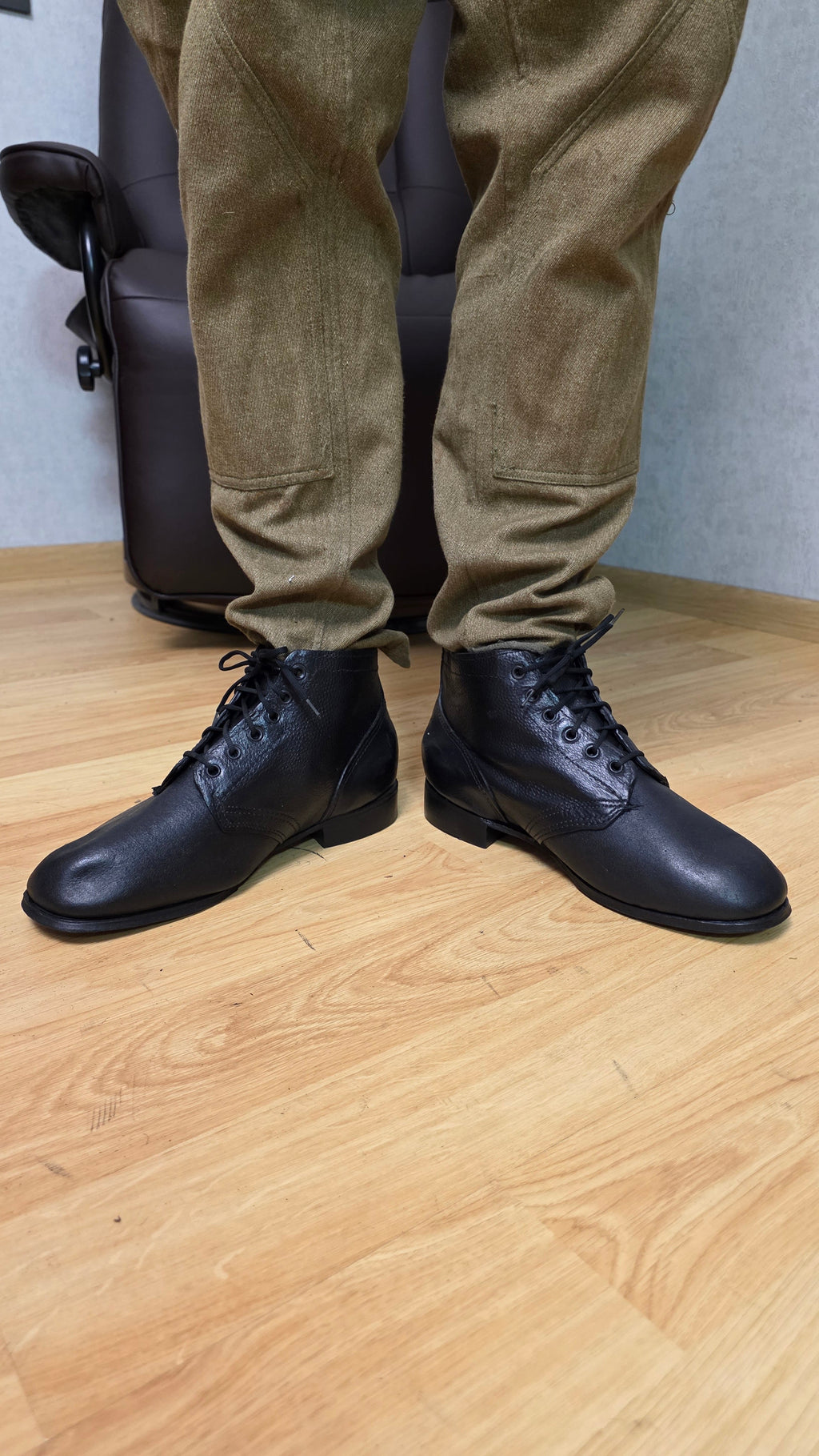 Soviet RKKA Leather Sole Boots USSR Officer Style Military Footwear - Legend Returns Vintage