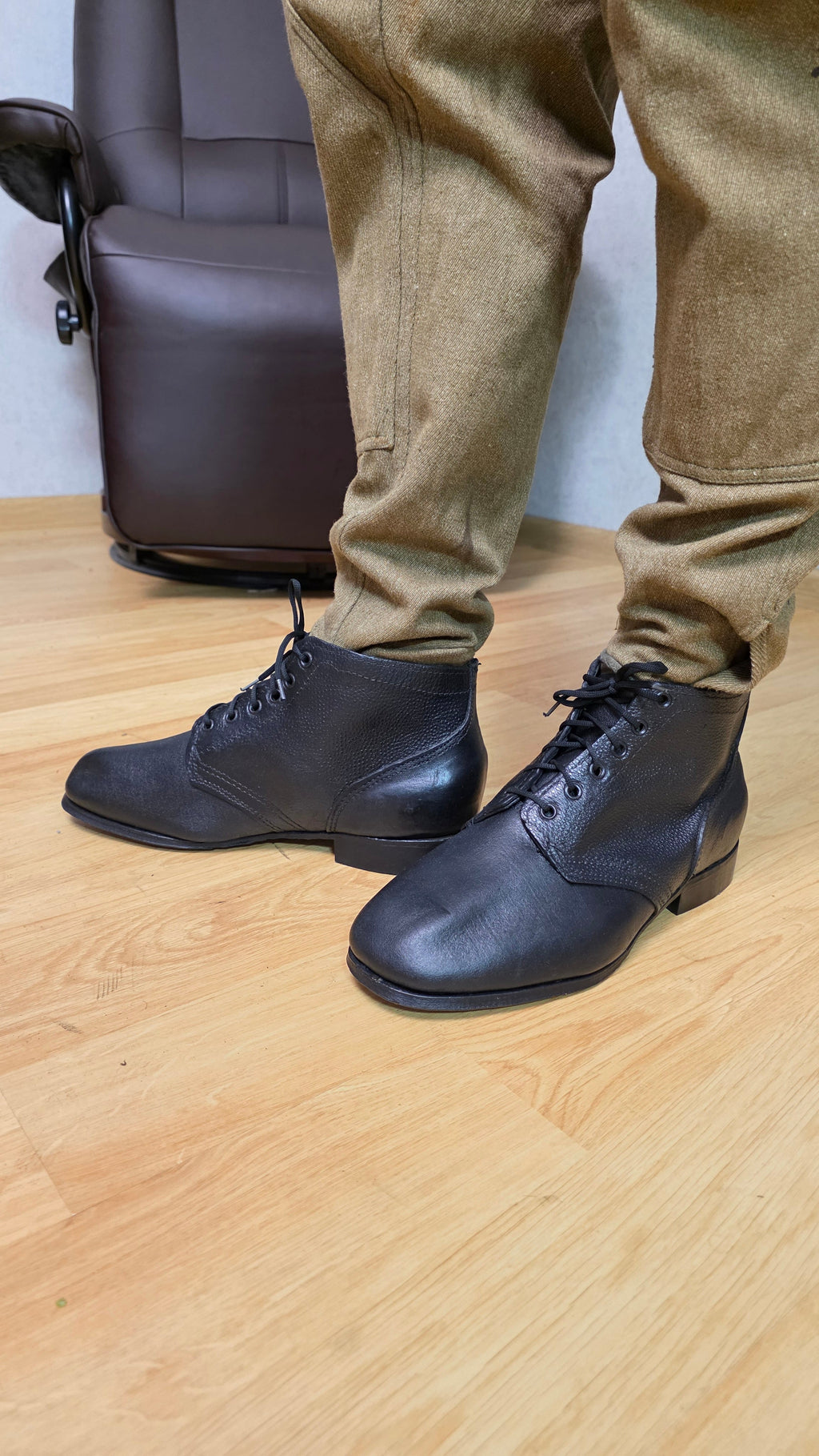 Soviet RKKA Leather Sole Boots USSR Officer Style Military Footwear - Legend Returns Vintage