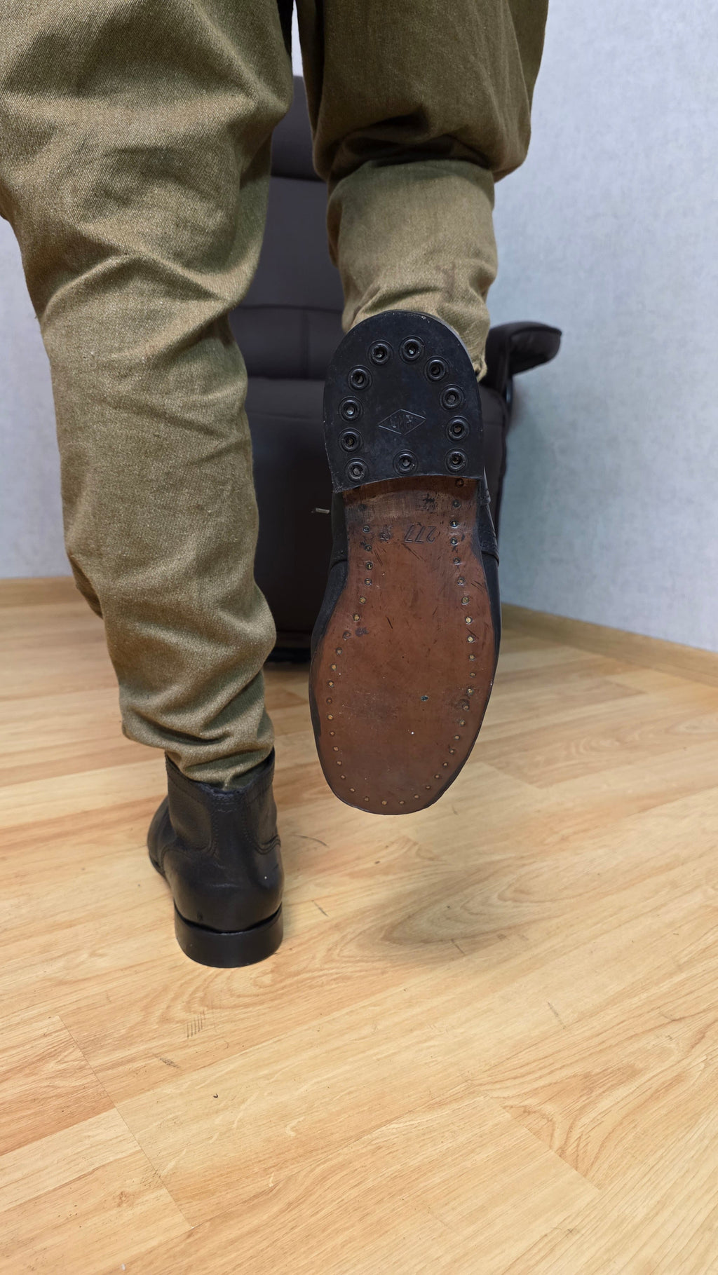 Soviet RKKA Leather Sole Boots USSR Officer Style Military Footwear - Legend Returns Vintage