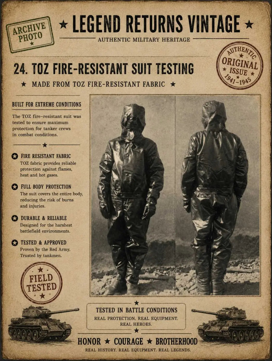 Soviet USSR TOZ-43 Tank Fire Protective Suit: Technical History of the Wartime Flame-Resistant Tanker Outfit