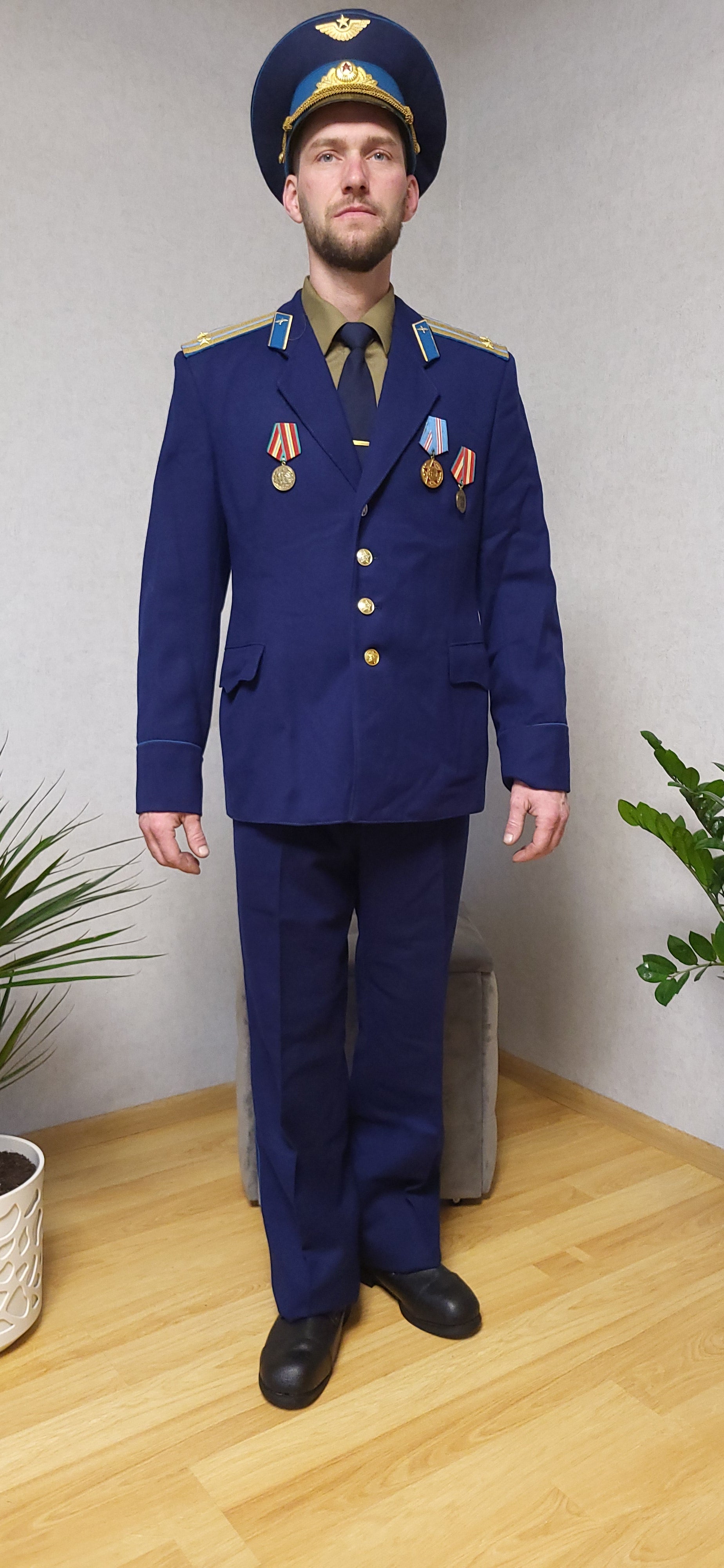 Soviet USSR Air Force Blue Dress Uniform Set Semi-Wool Tunic Trousers