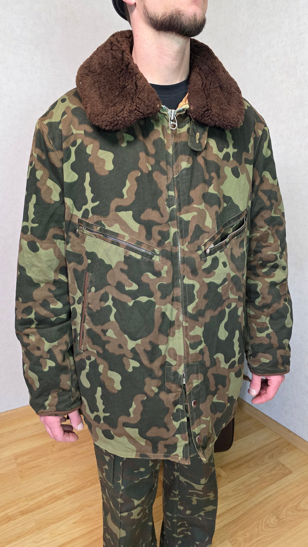 Soviet USSR Air Force Butan Camouflage Flight Jacket Winter Pilot Coat