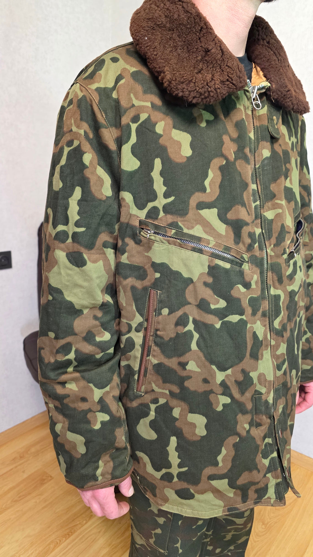 Soviet USSR Air Force Butan Camouflage Flight Jacket Winter Pilot Coat