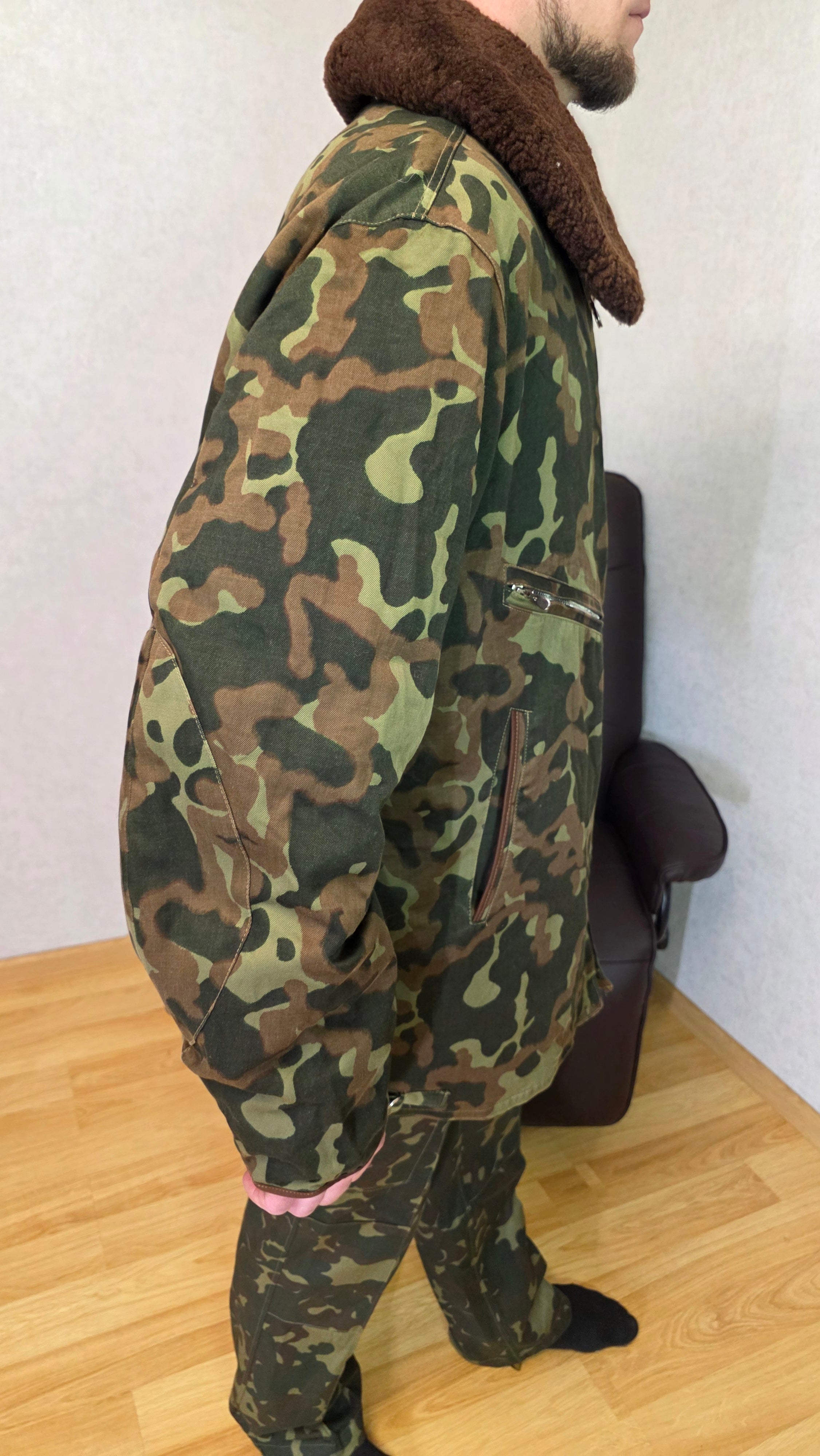Soviet USSR Air Force Butan Camouflage Flight Jacket Winter Pilot Coat
