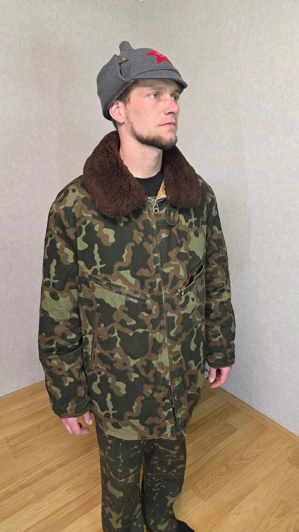 Soviet USSR Air Force Butan Camouflage Flight Jacket Winter Pilot Coat