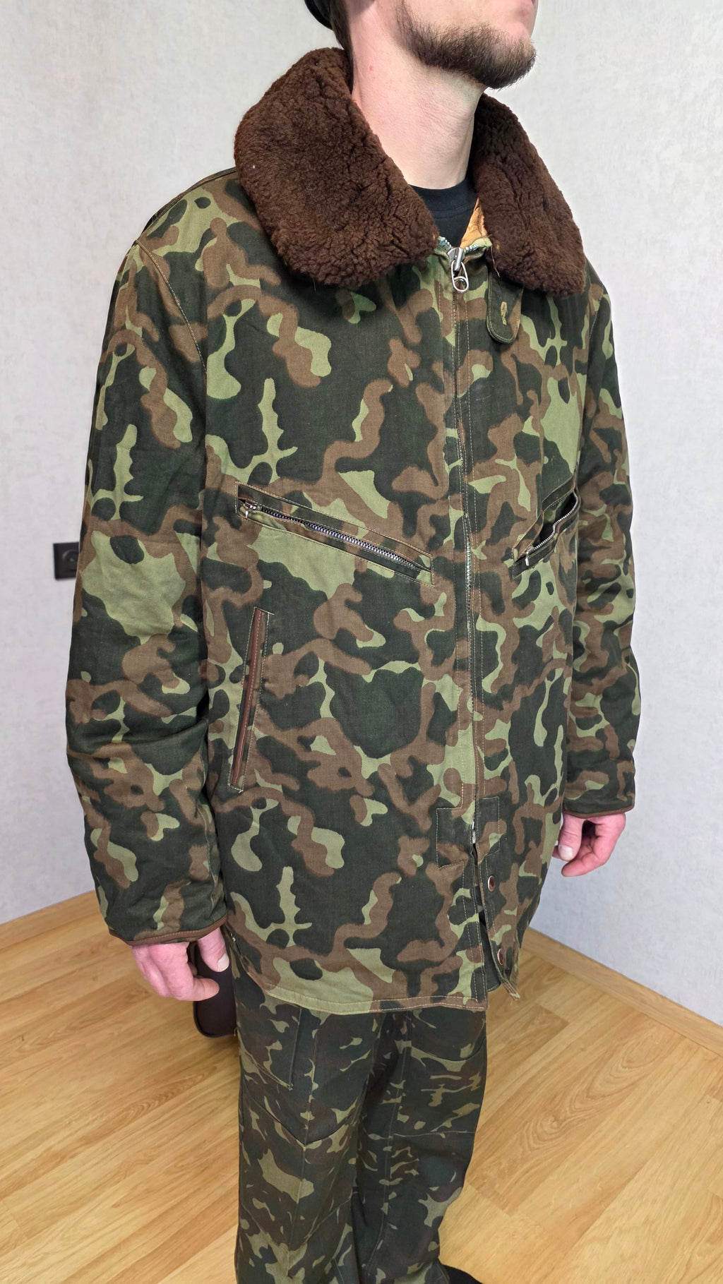 Soviet USSR Air Force Butan Camouflage Flight Jacket Winter Pilot Coat