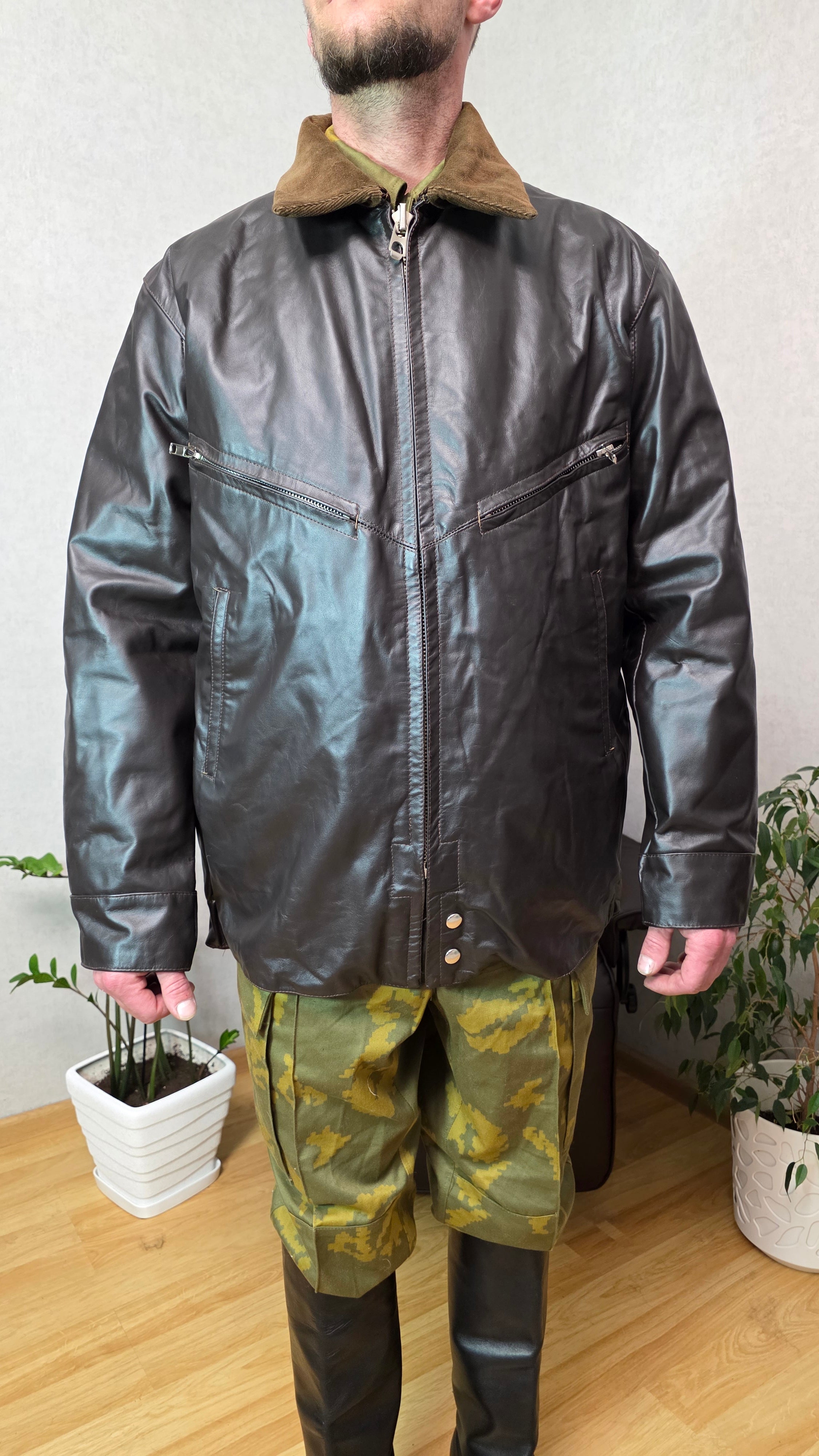 Soviet USSR Air Force Leather Jacket “Shchevetka” Vintage Pilot Jacket