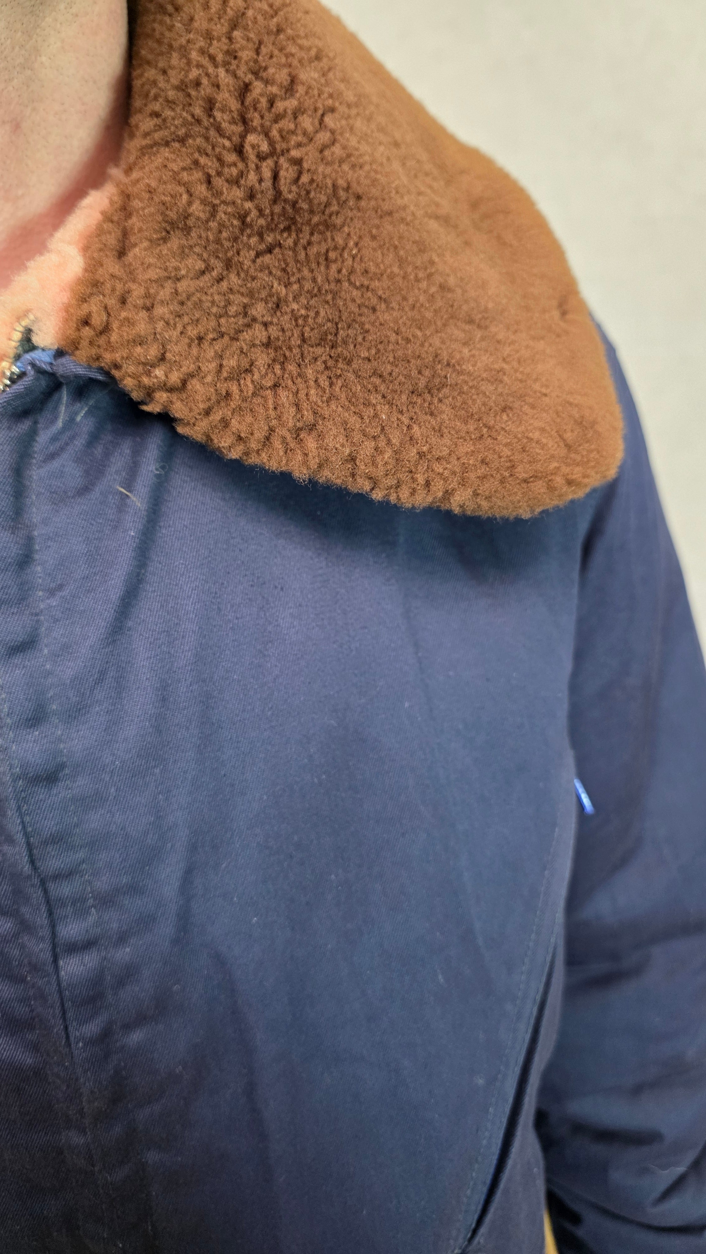 Soviet USSR Air Force Sheepskin Jacket Blue Winter Coat Vintage