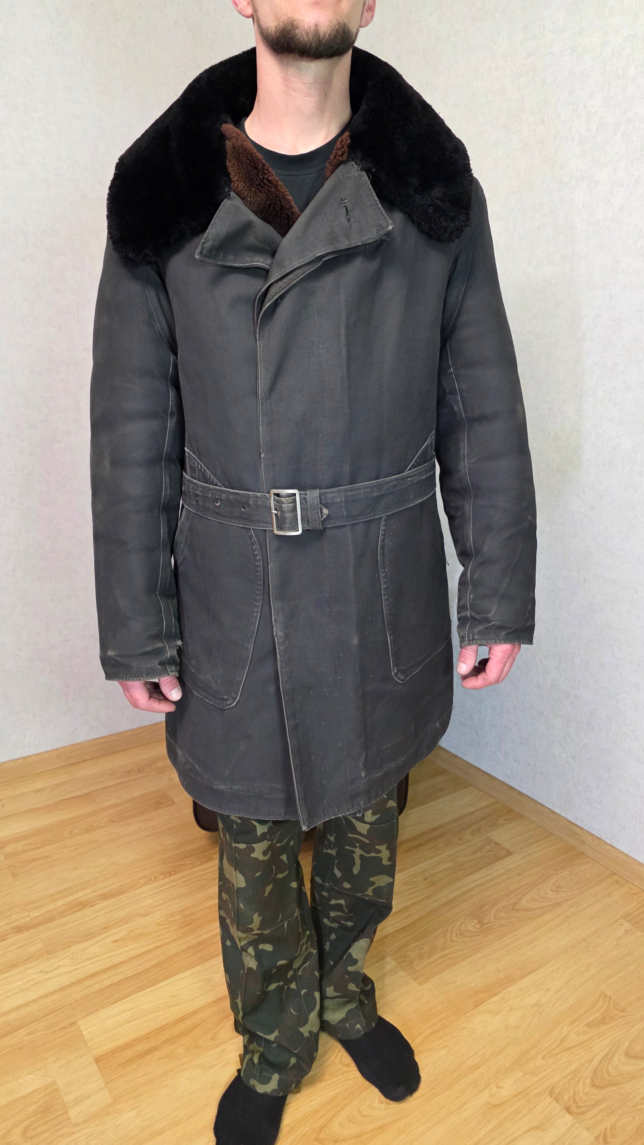 Soviet USSR Air Force Technical Coat Microcanvas Winter Jacket Vintage
