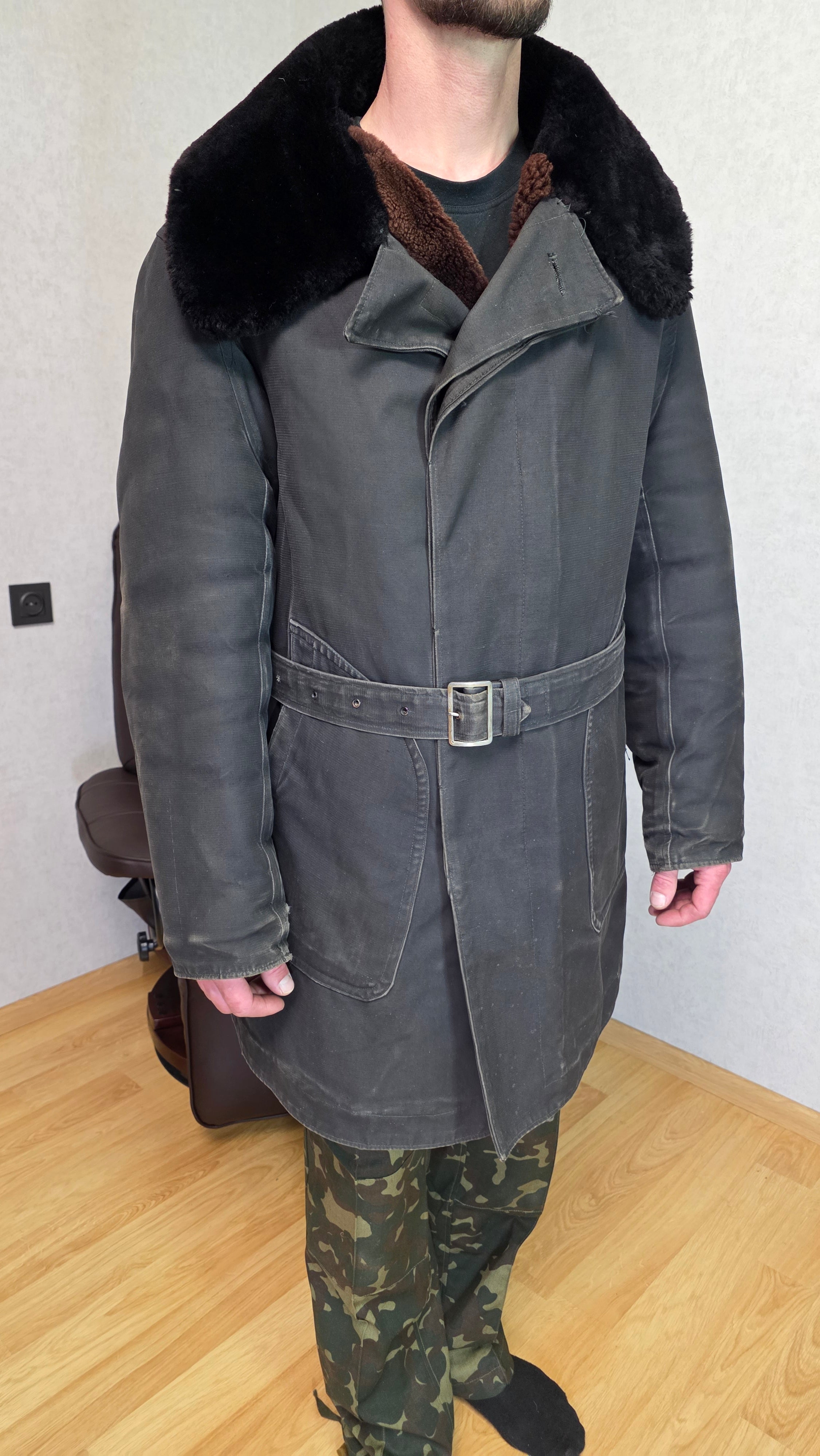 Soviet USSR Air Force Technical Coat Microcanvas Winter Jacket Vintage