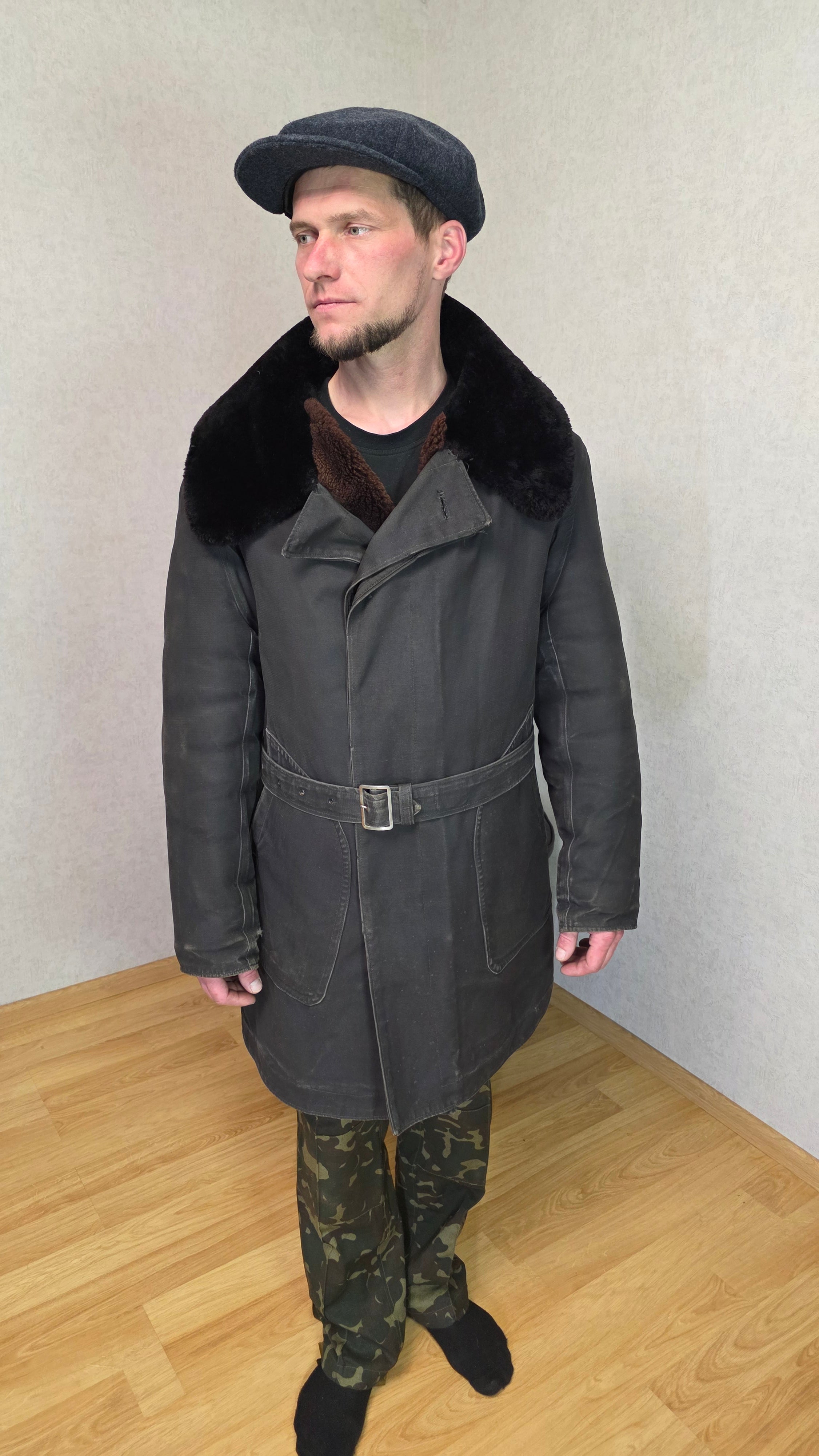 Soviet USSR Air Force Technical Coat Microcanvas Winter Jacket Vintage