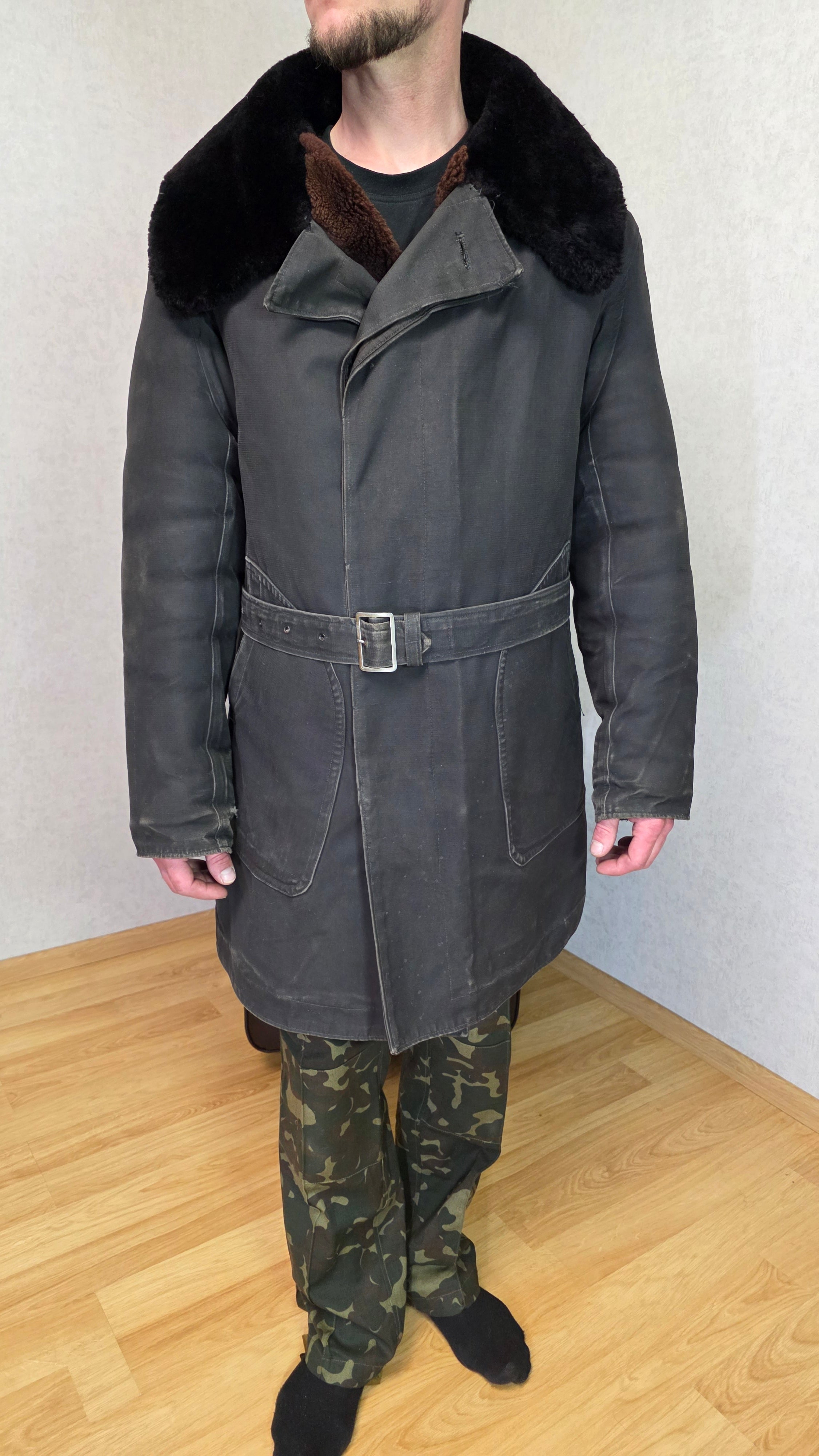 Soviet USSR Air Force Technical Coat Microcanvas Winter Jacket Vintage