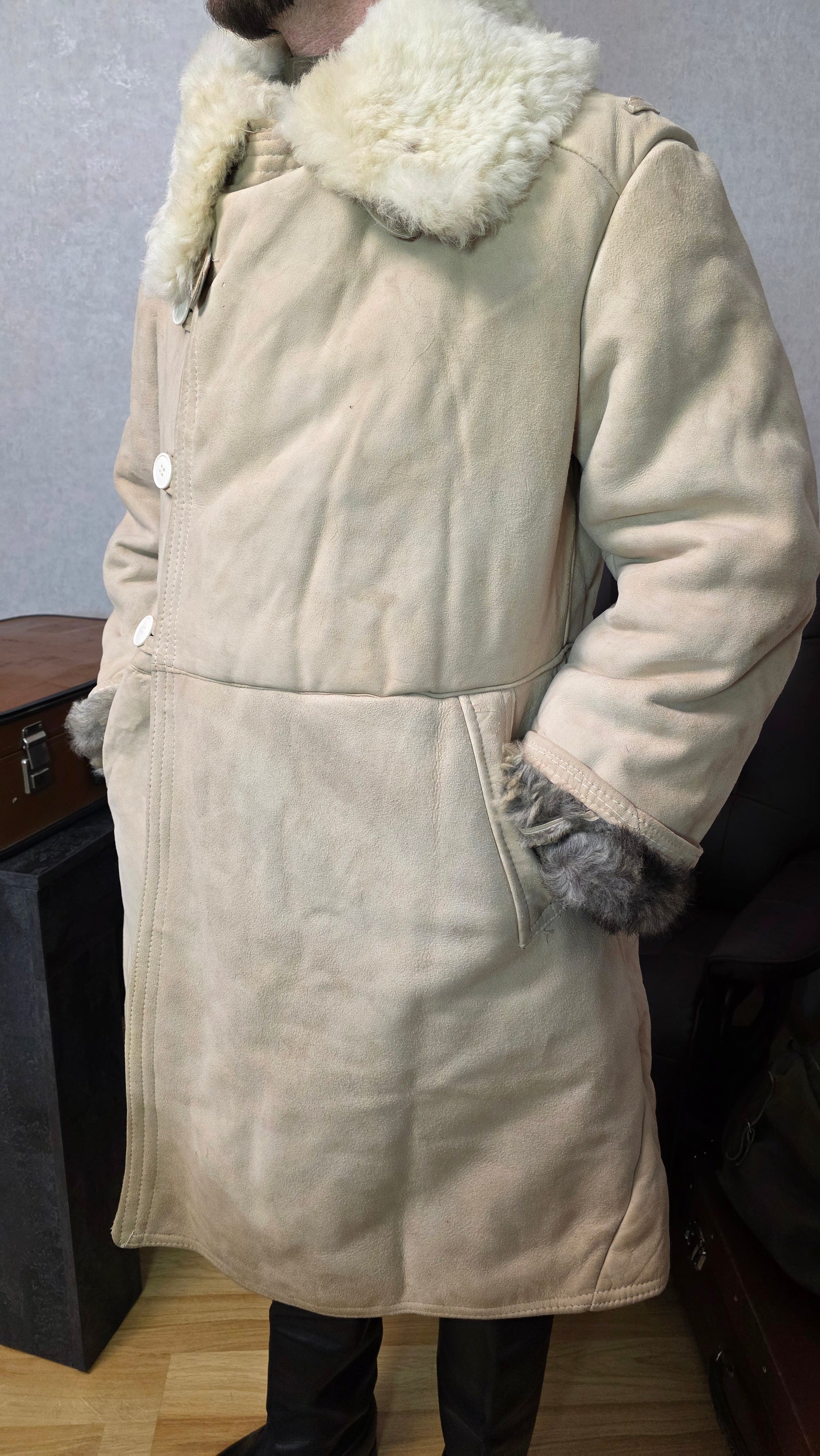 Soviet USSR Bekesha Sheepskin Coat Vintage Winter Officer Coat