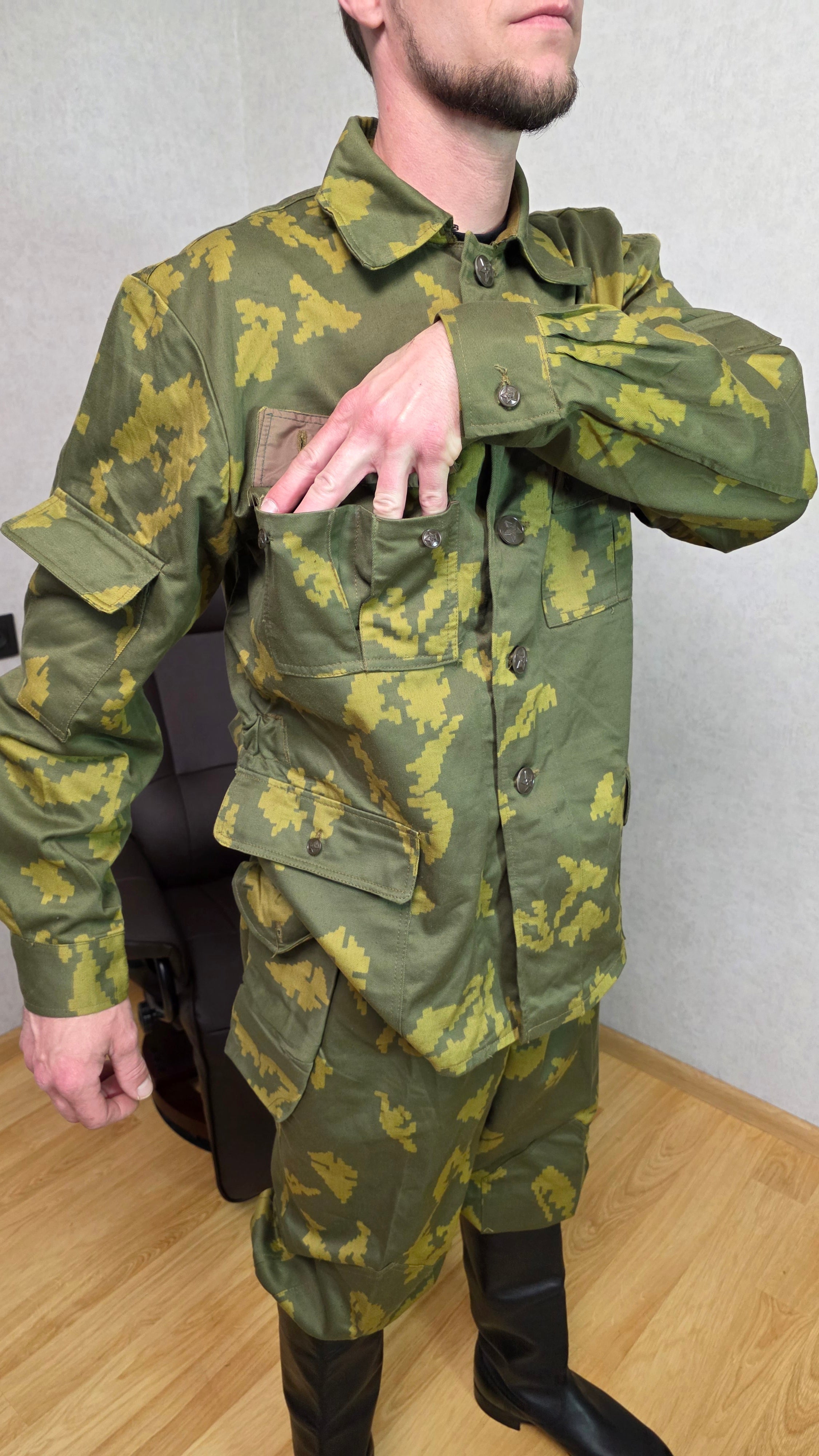 Soviet USSR Berezka Border Guard Suit Vintage Camo Set Jacket Pants
