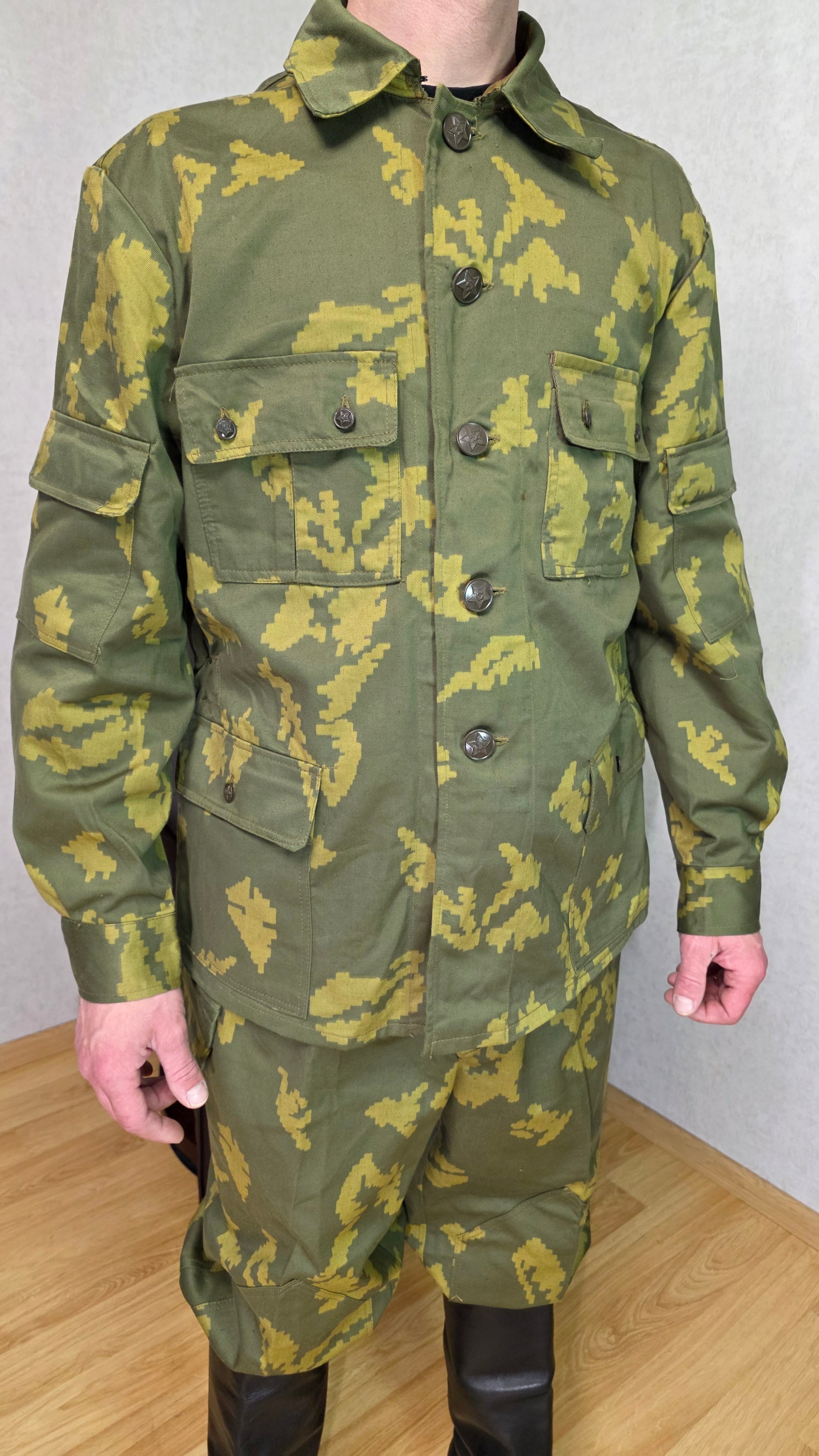Soviet USSR Berezka Border Guard Suit Vintage Camo Set Jacket Pants