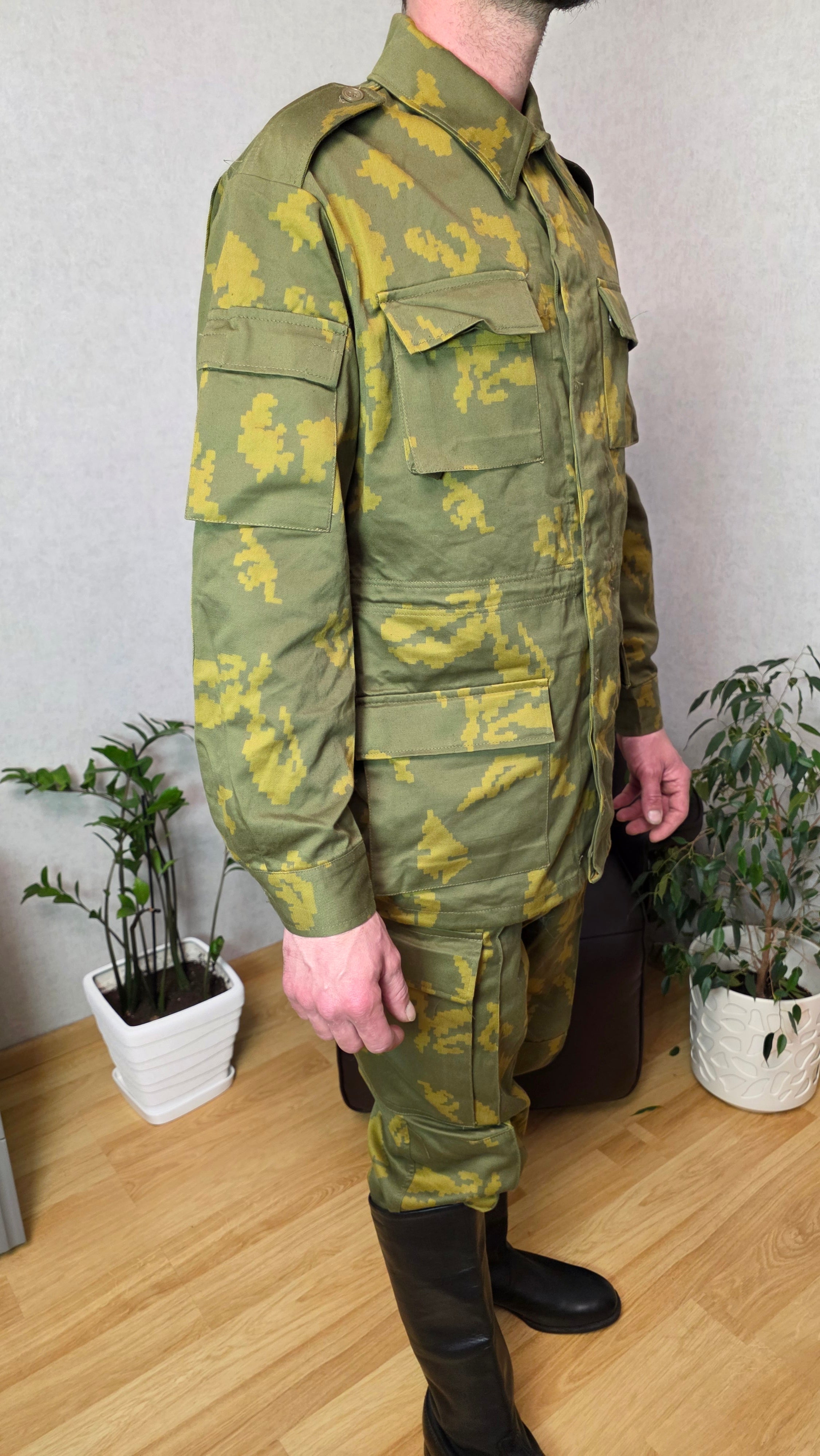 Soviet USSR Berezka Camouflage Suit Vintage Yellow Leaf Field Style Jacket Pants Set
