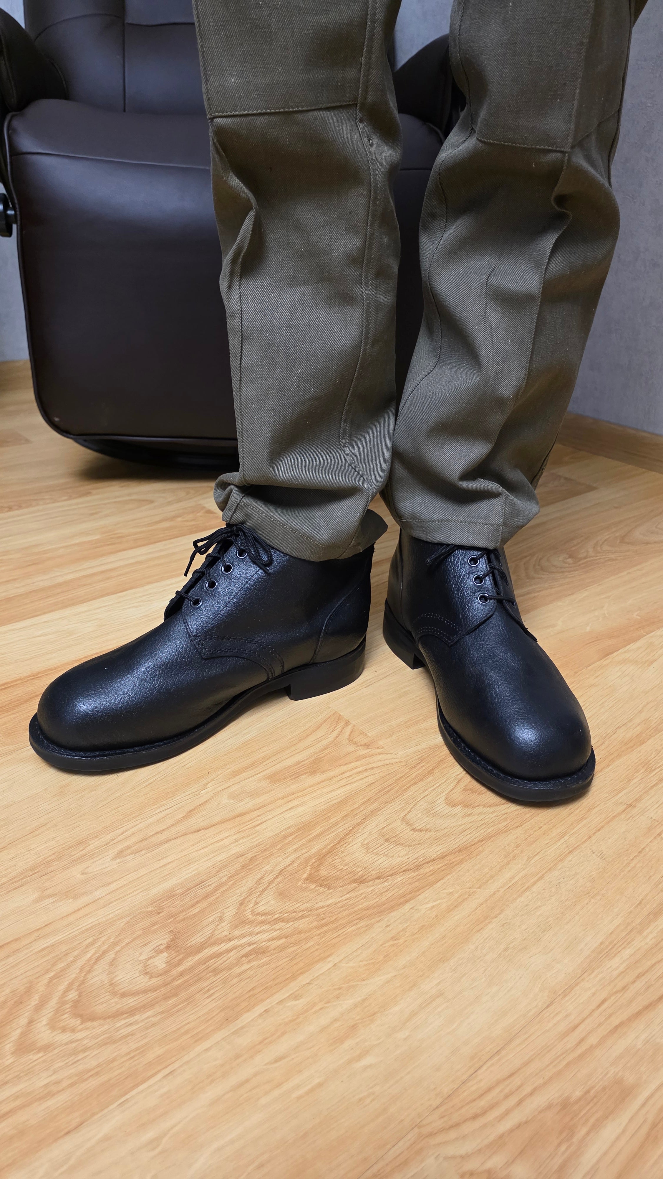 Soviet USSR Black Leather Men's Shoes Vintage Ankle Footwear - Legend Returns Vintage