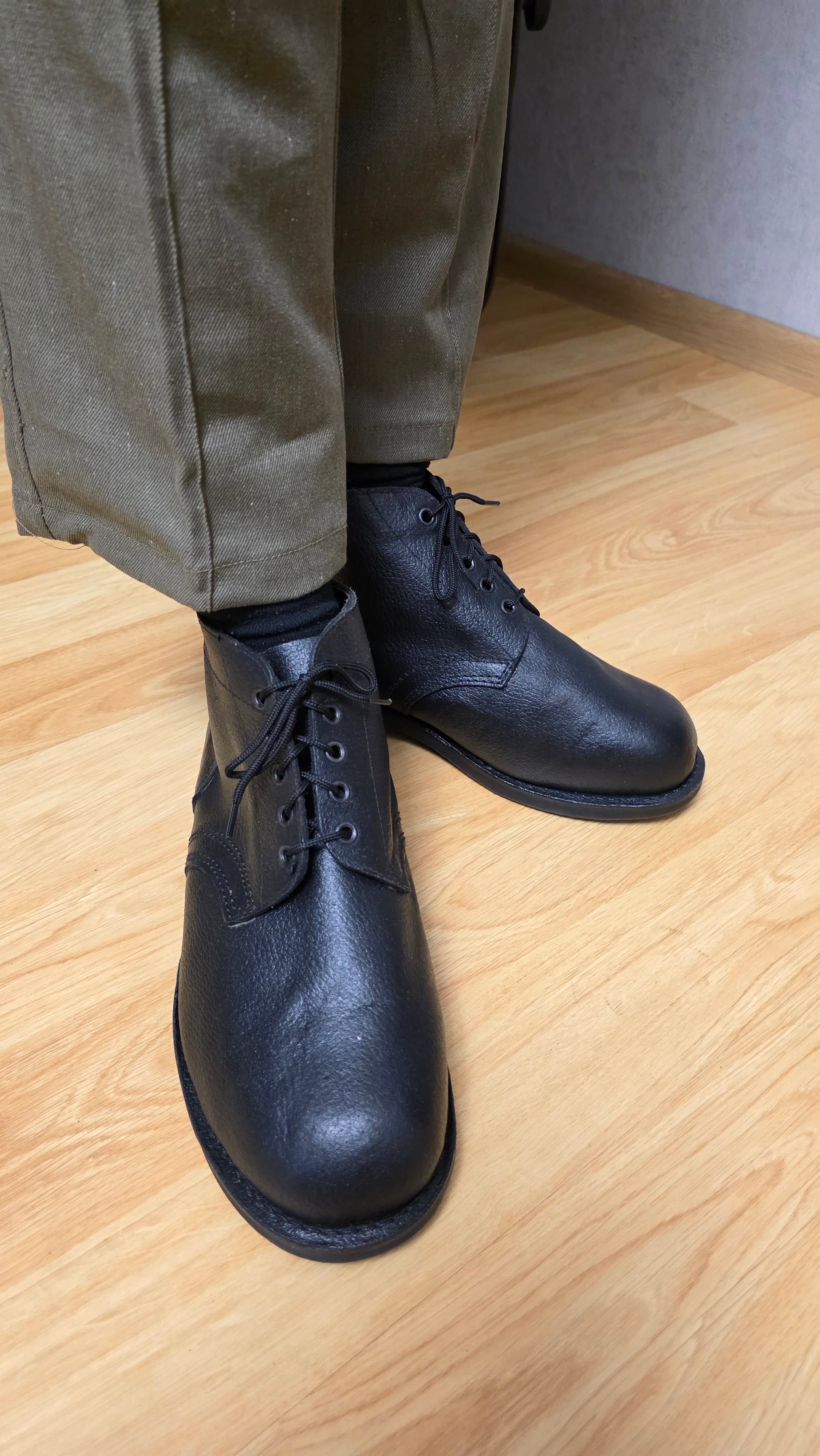 Soviet USSR Black Leather Men's Shoes Vintage Ankle Footwear - Legend Returns Vintage