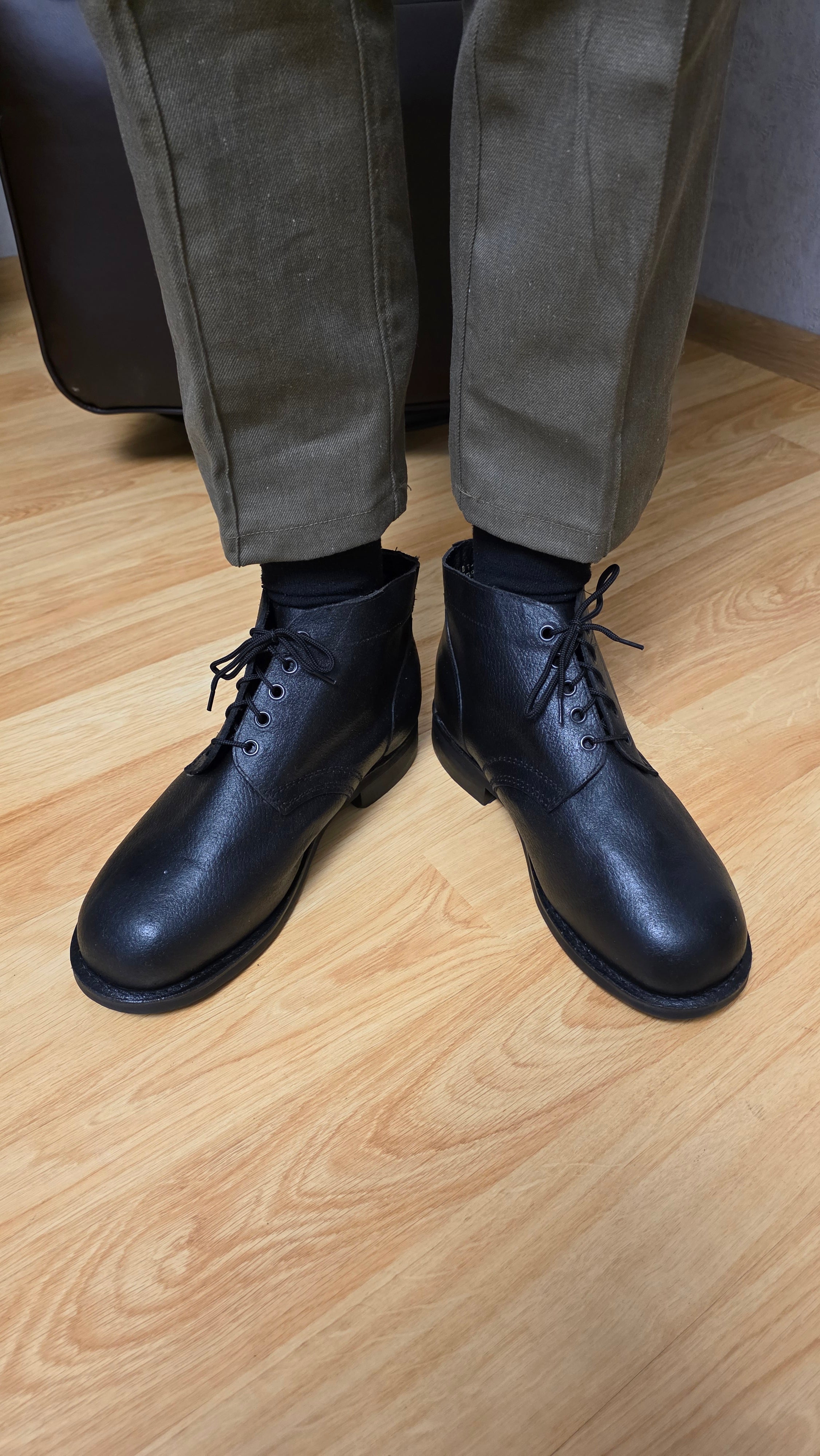 Soviet USSR Black Leather Men's Shoes Vintage Ankle Footwear - Legend Returns Vintage