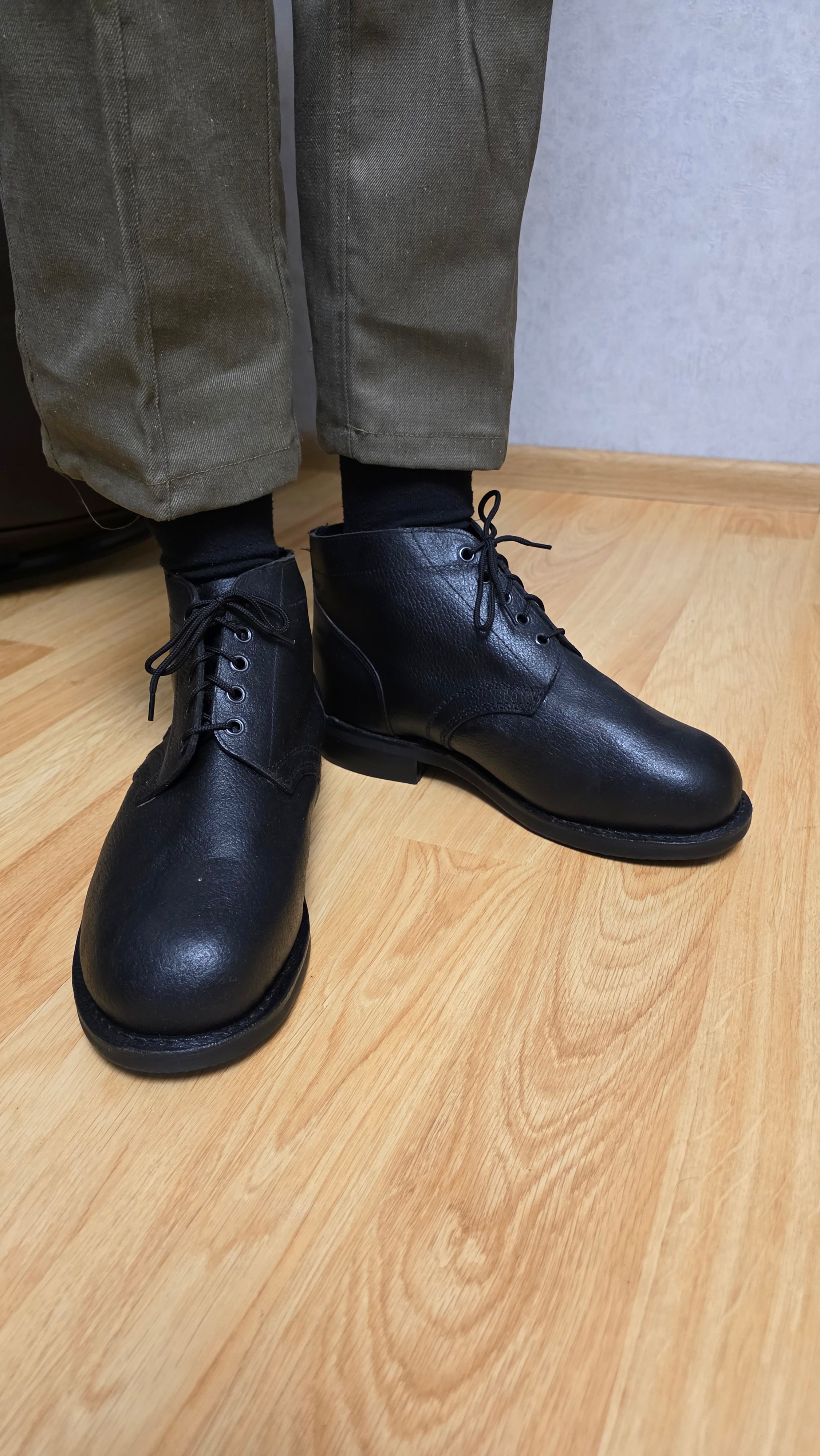 Soviet USSR Black Leather Men's Shoes Vintage Ankle Footwear - Legend Returns Vintage