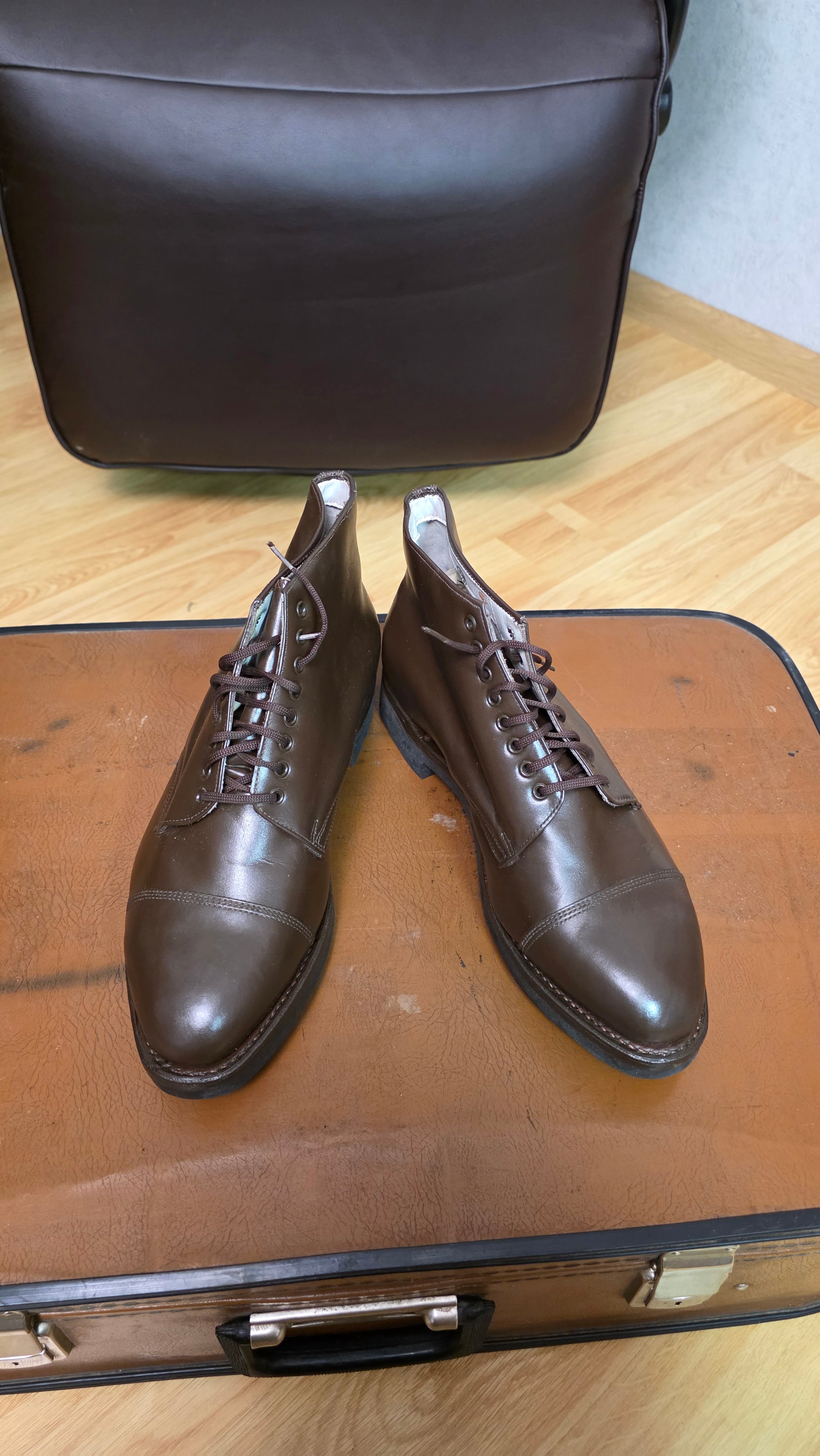 Soviet USSR Brown Officer Ankle Boots Vintage Leather Service Footwear