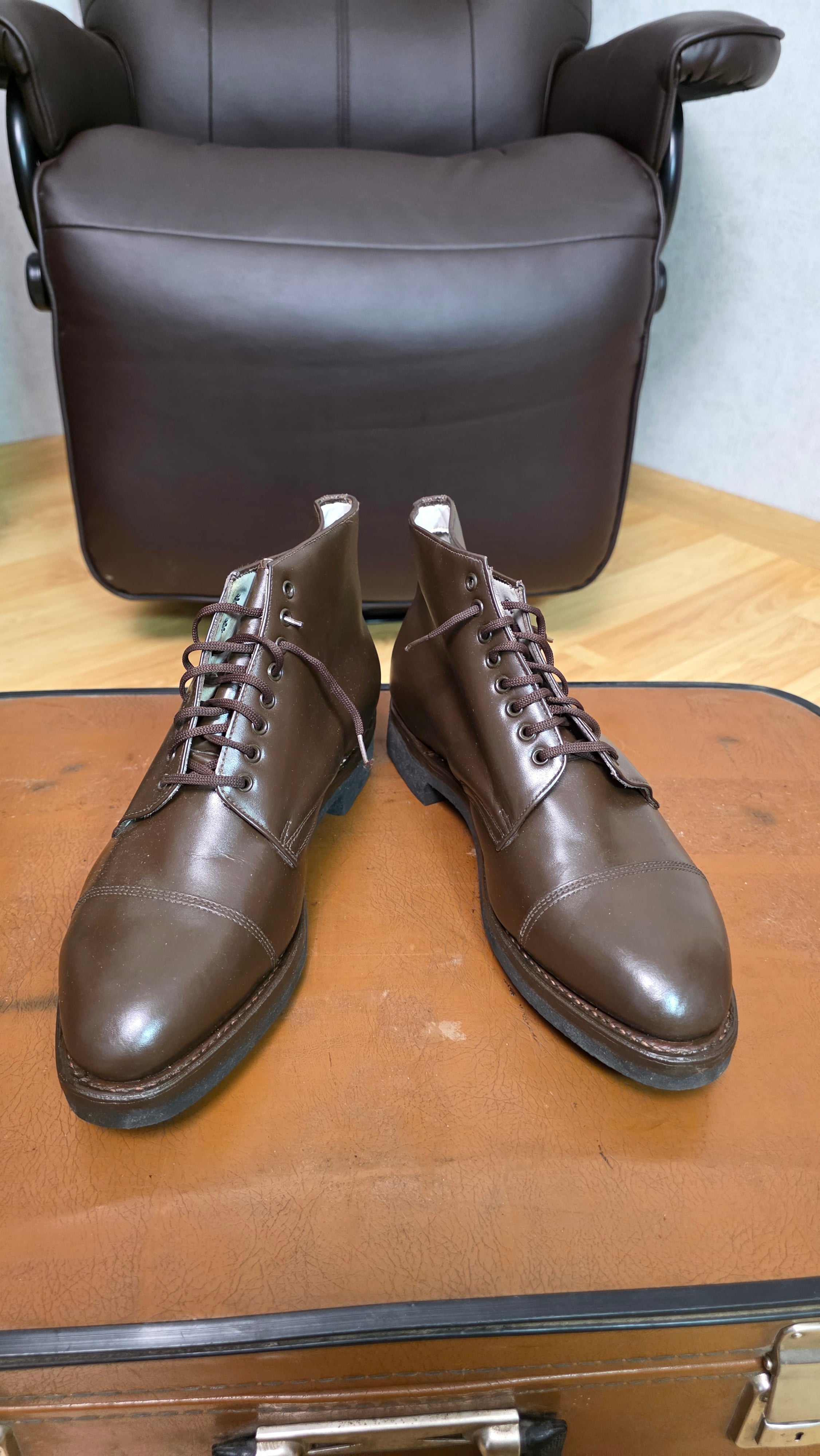 Soviet USSR Brown Officer Ankle Boots Vintage Leather Service Footwear