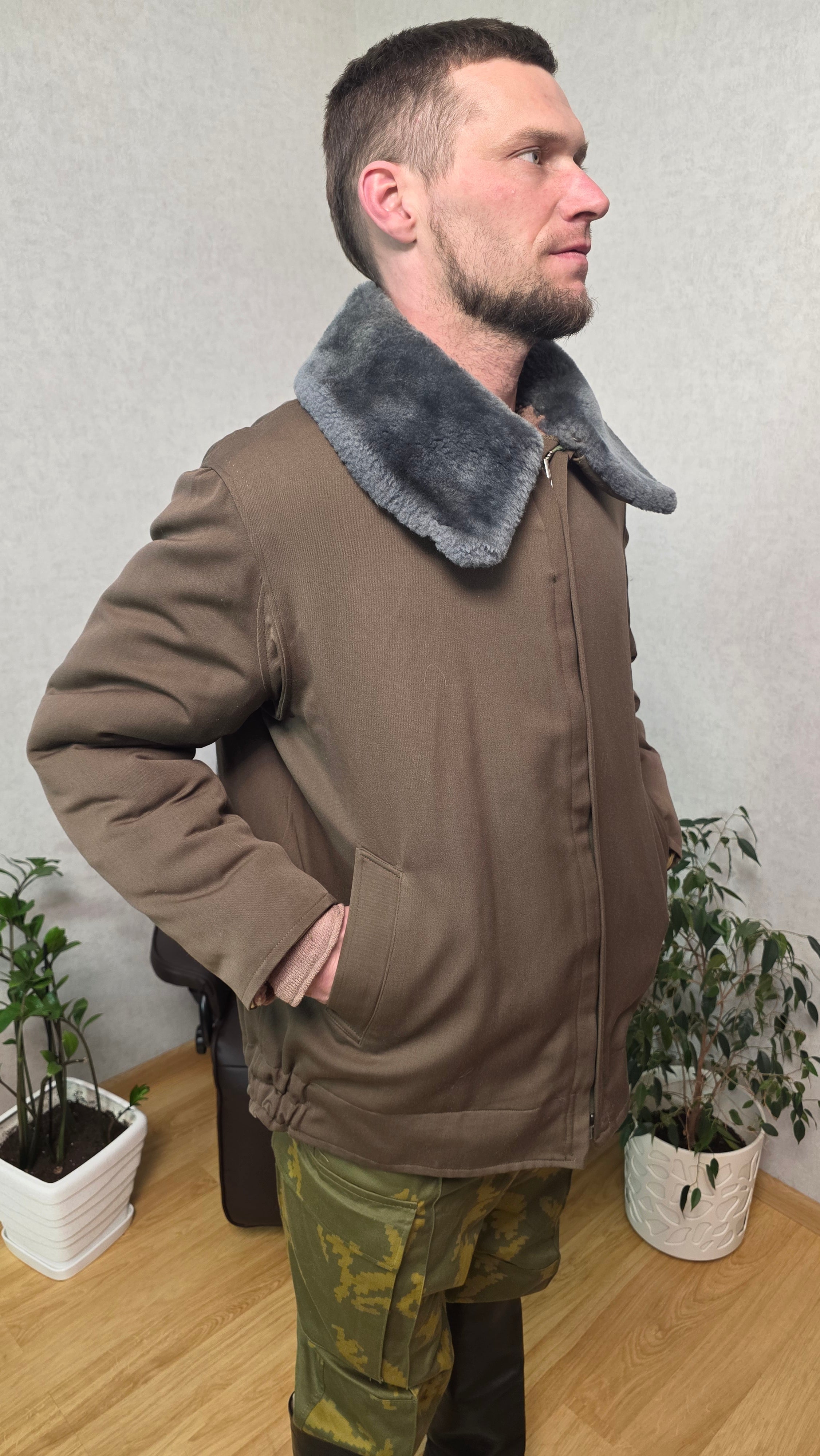 Soviet USSR General Sheepskin Jacket Beige Vintage Officer Winter Coat Rare