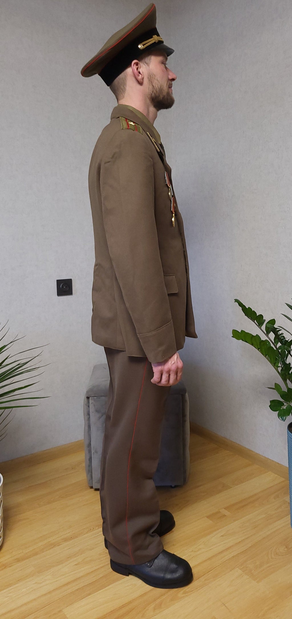 Soviet USSR Khaki Dress Uniform Set Semi-Wool Tunic Trousers Hat Boots